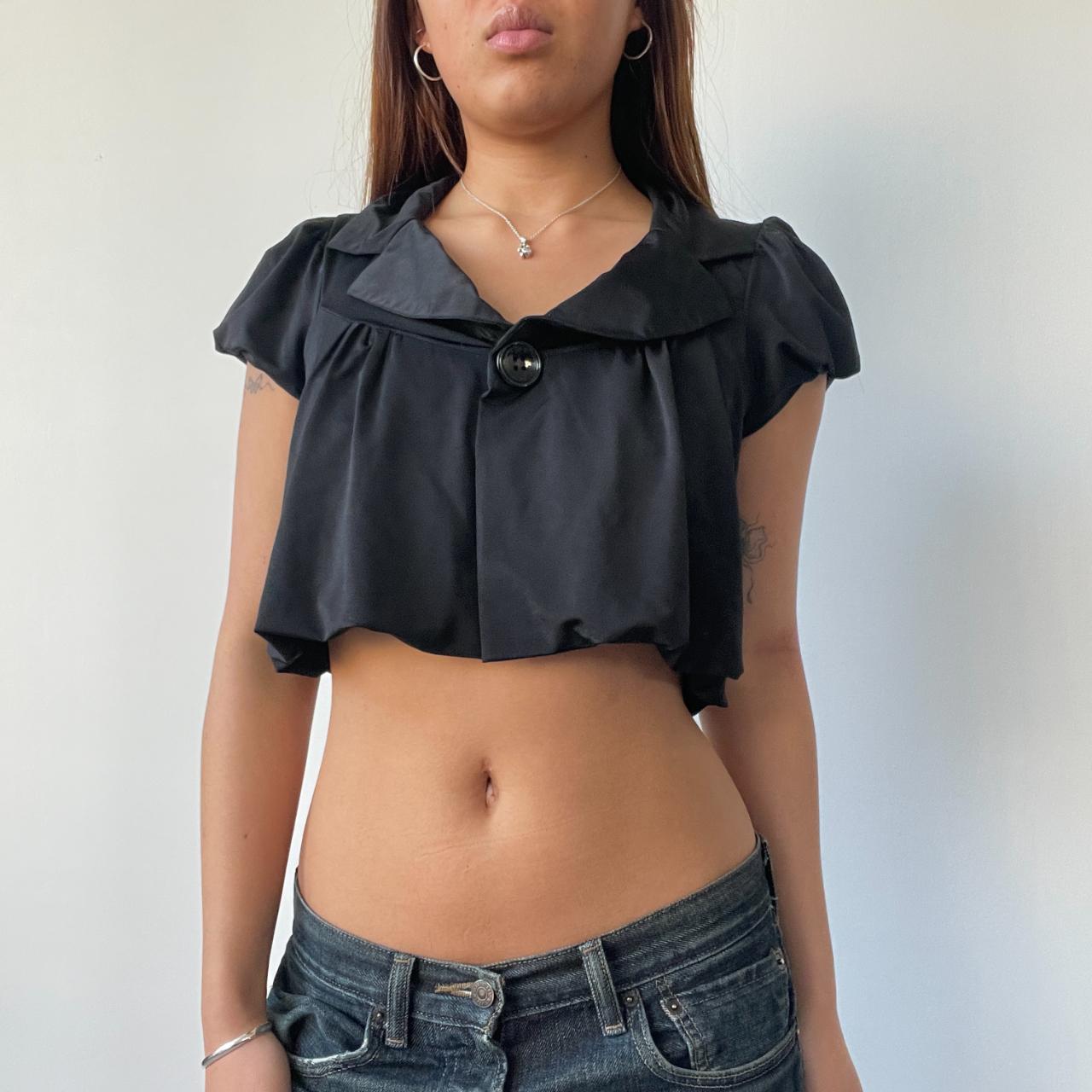 Black Cropped Bubble Top