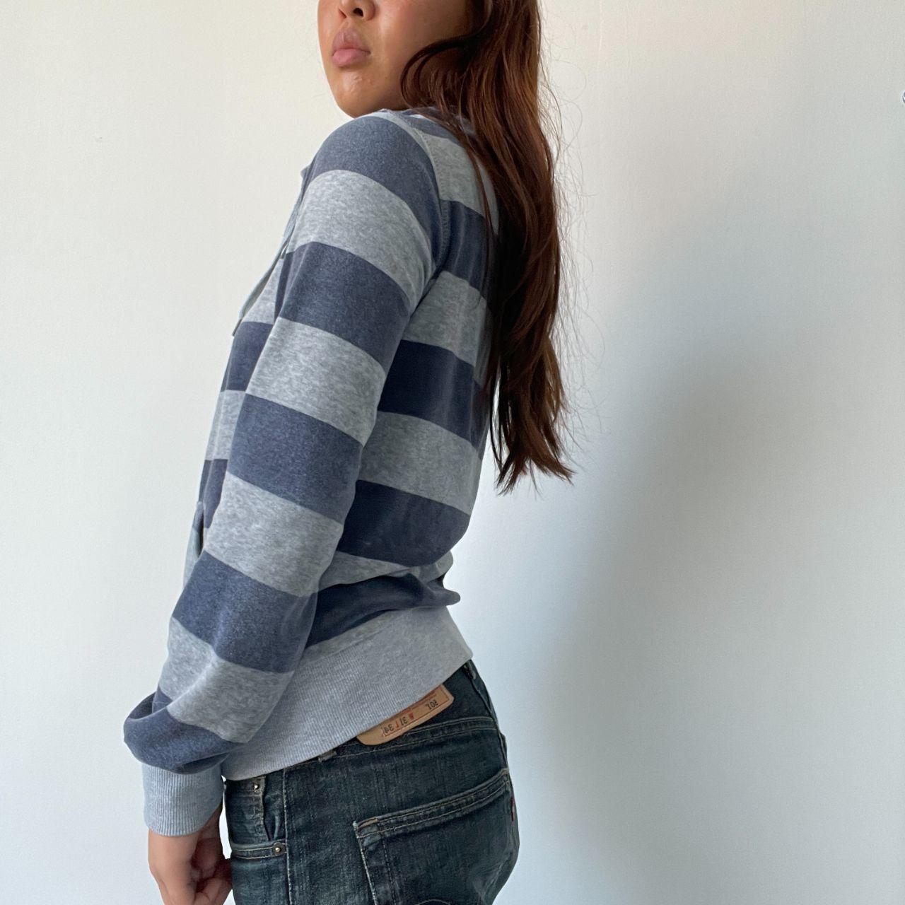 Navy/Grey Velour Stripy Jumper