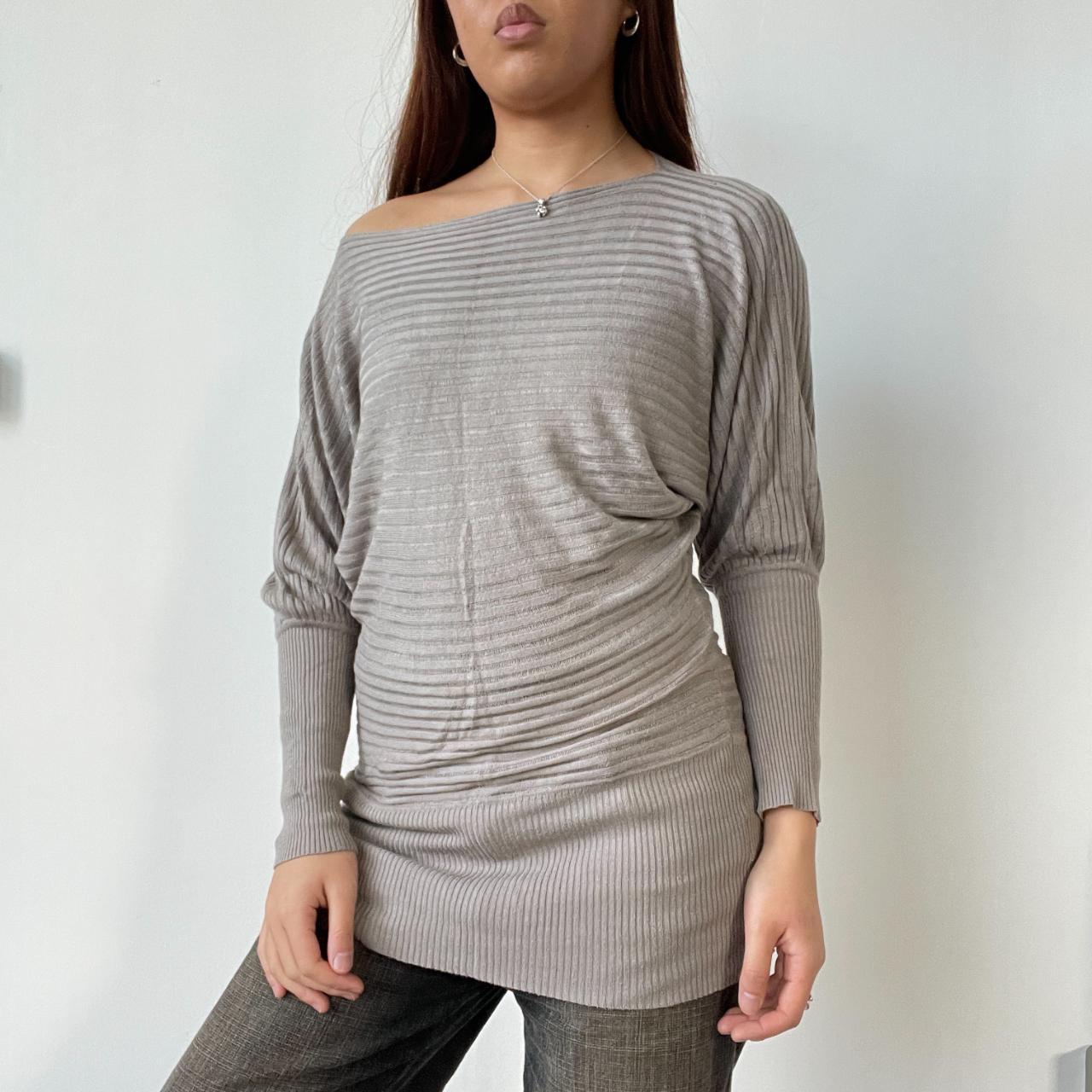 Brown Ribbed Dress Top