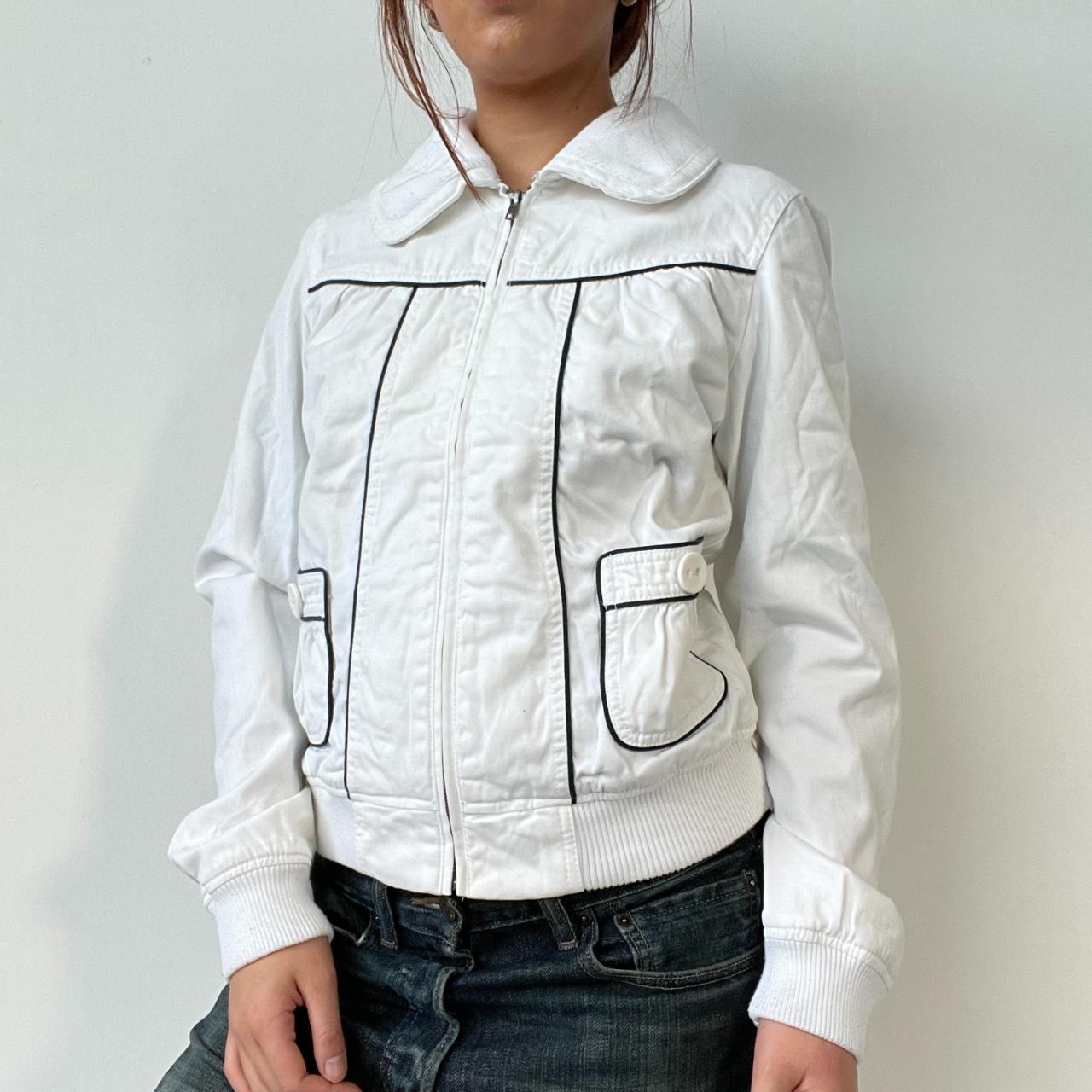White Contrast Collared Jacket