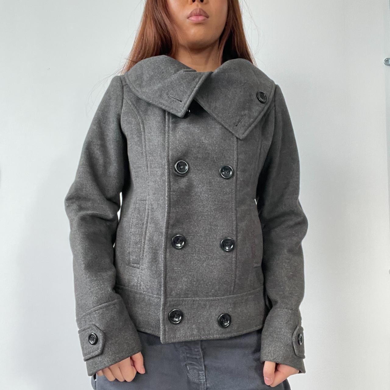 Grey Asymmetric Wool Jacket