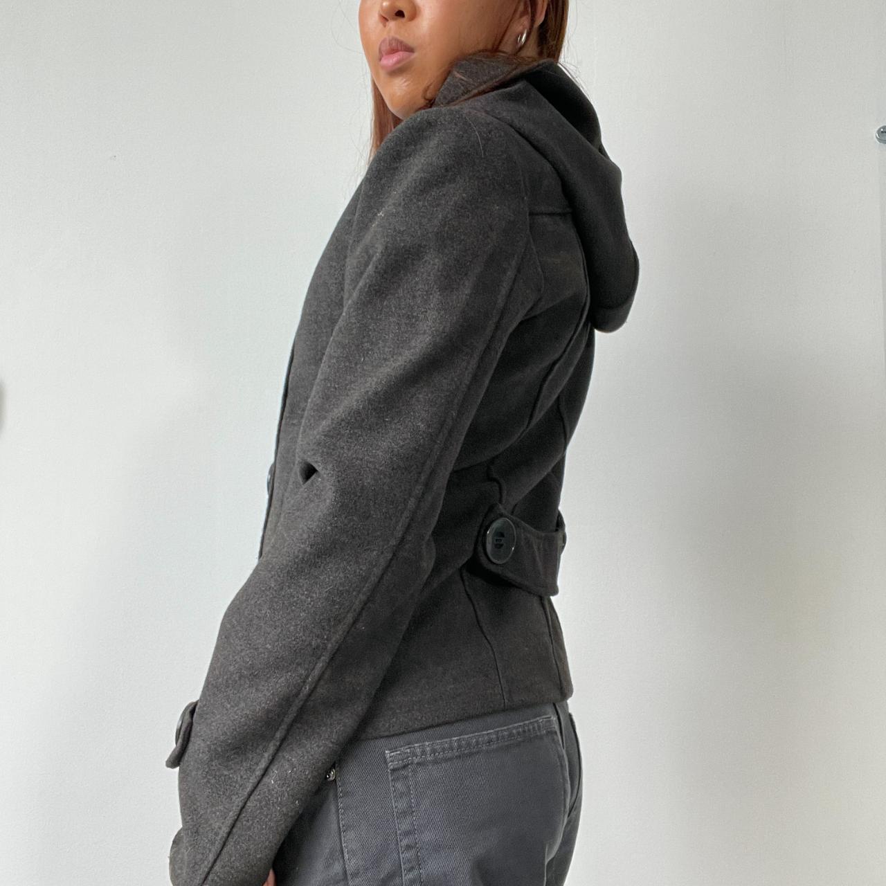 Grey Wool Hooded Peacoat