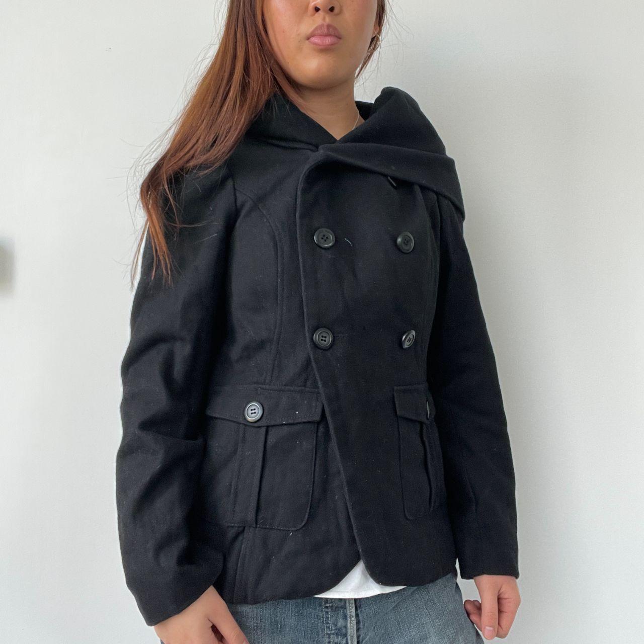 Black Asymmetric Double Button Coat