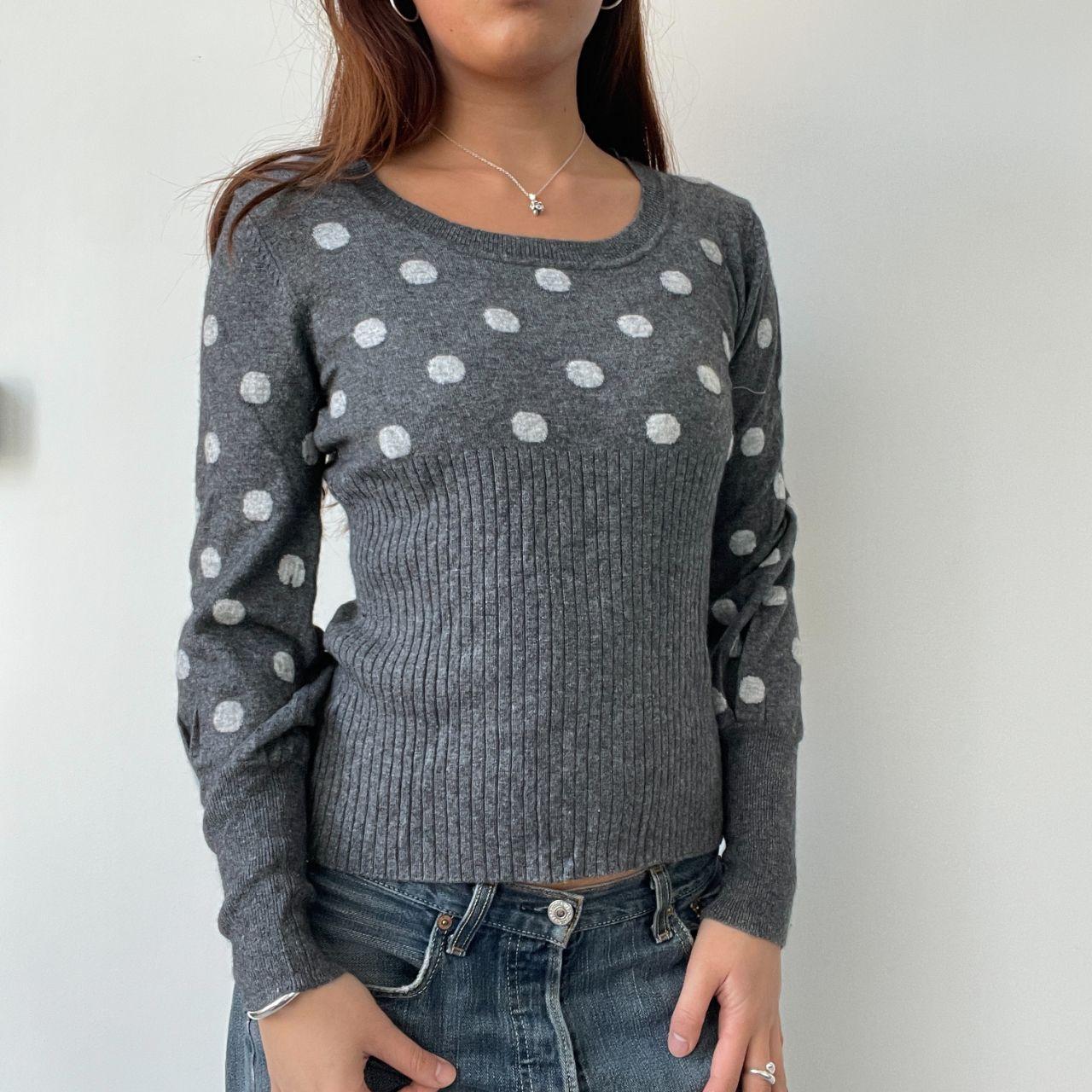 Grey Polka Dot Long Sleeve Knit