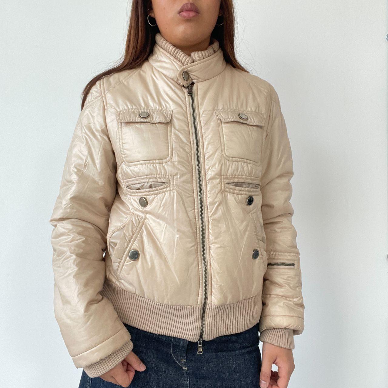 Cream Shiny Puffer Jacket