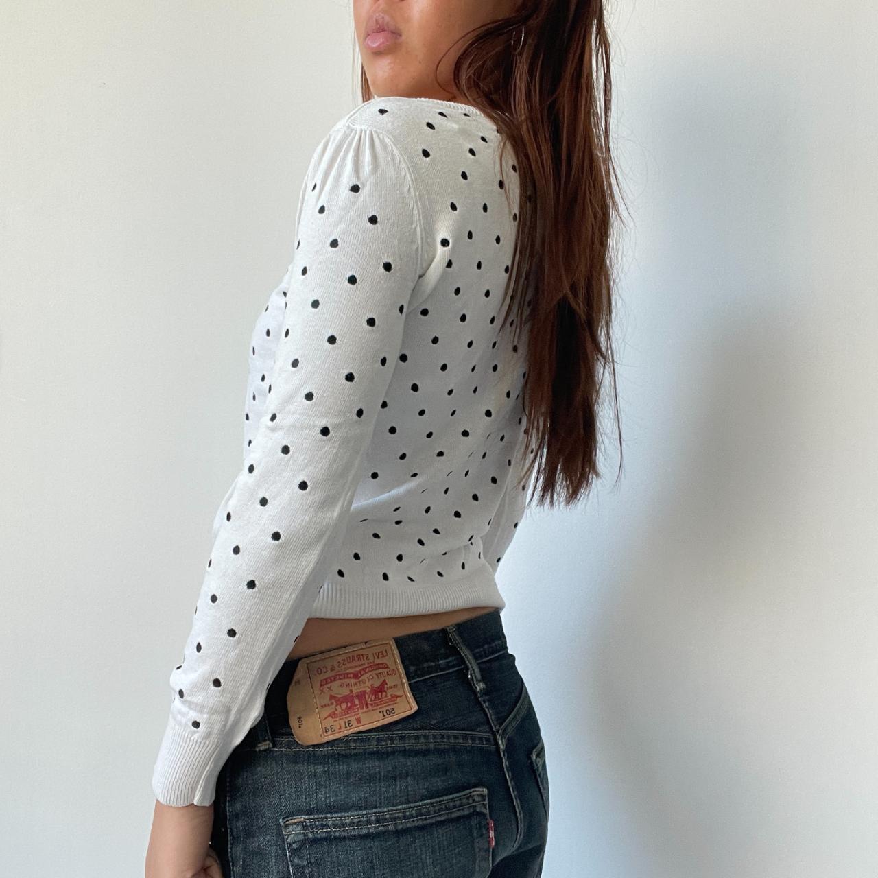 White Polka Dot Knit Cardigan