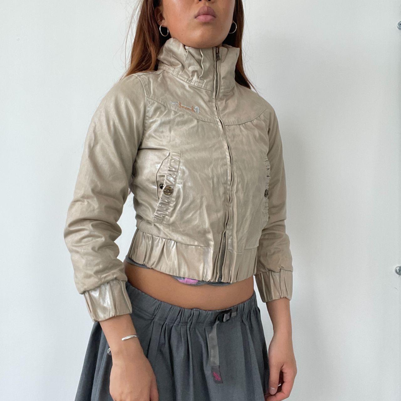 Beige Cropped Cargo Jacket