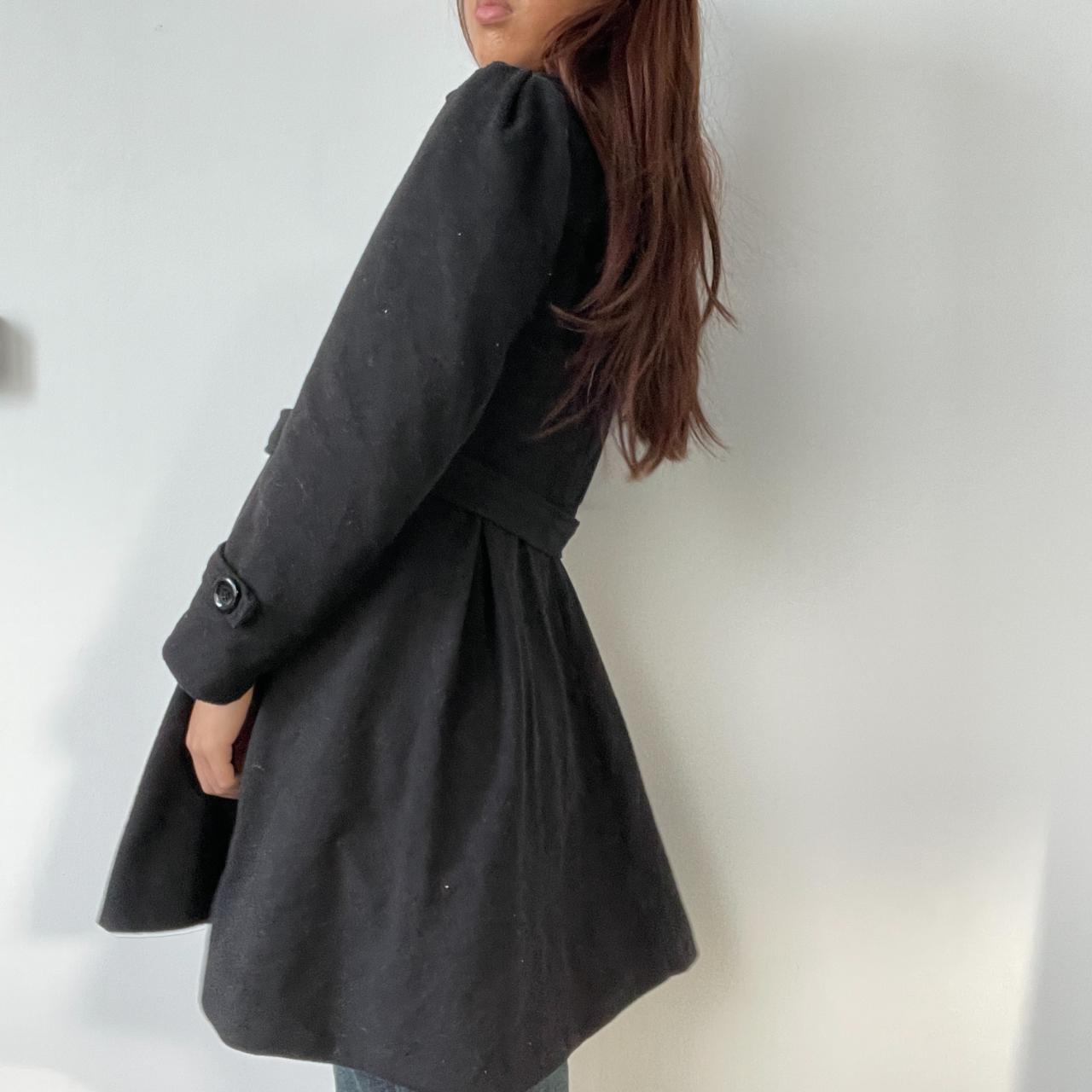 Black Pleated Peacoat Trench