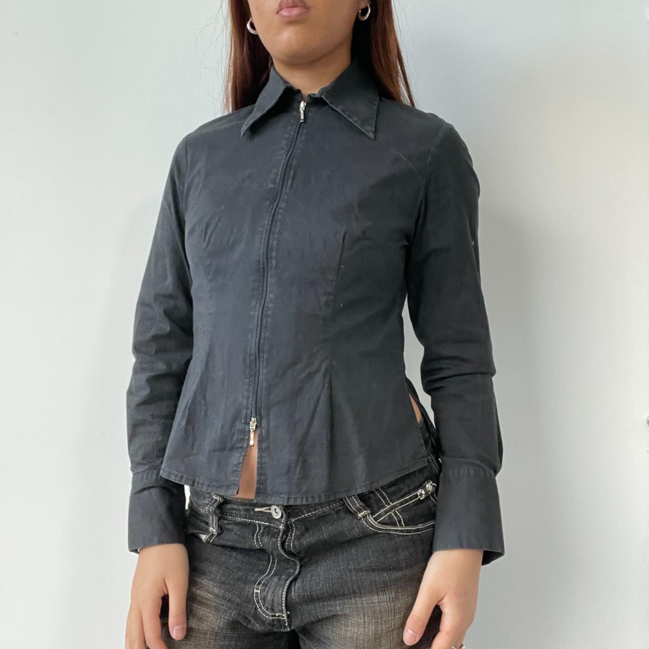 Black Double Zip Shirt Top
