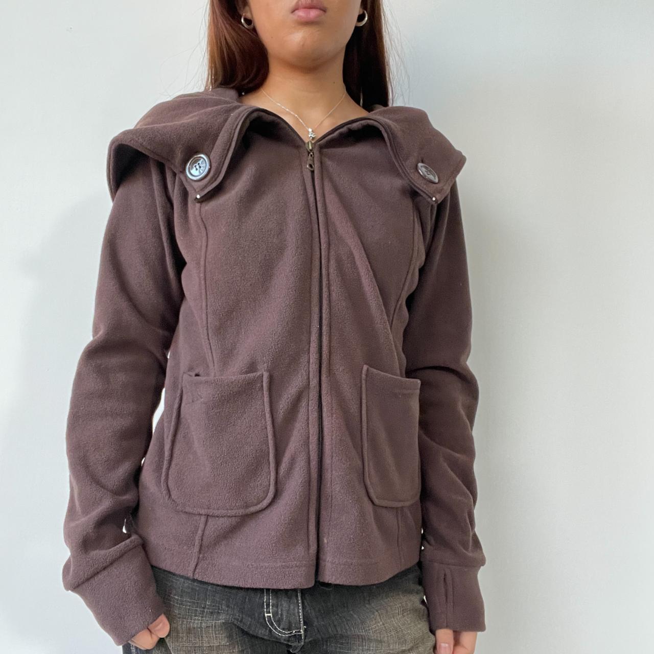 Brown Fleece Zip Up Track Jacket