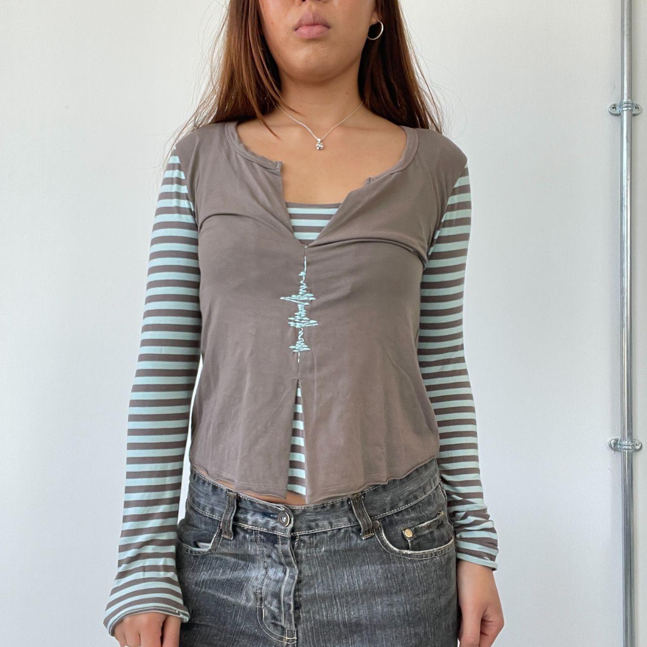 Blue/Brown Cop Copine Layered Top
