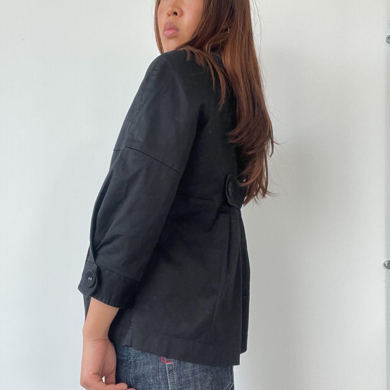 Black Boxy Pleated Peacoat