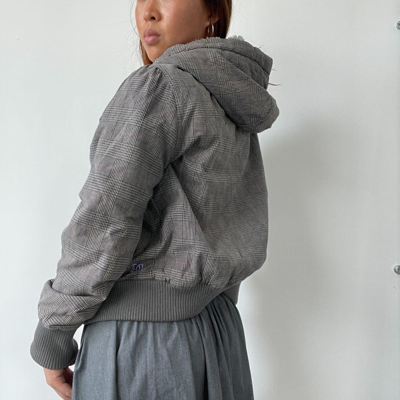 Grey Checkered Cargo Jacket