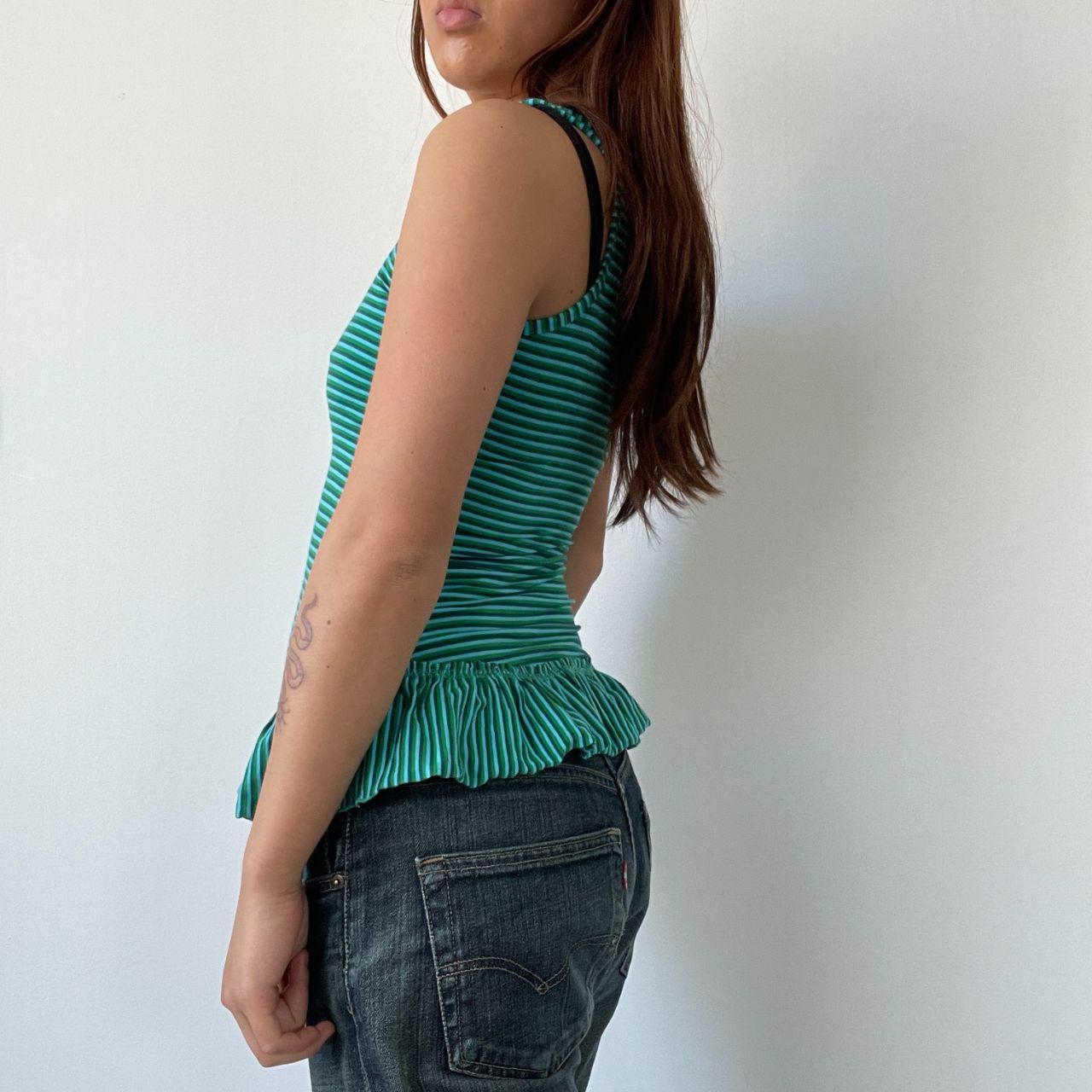 Green Teal Frilly Dress Top