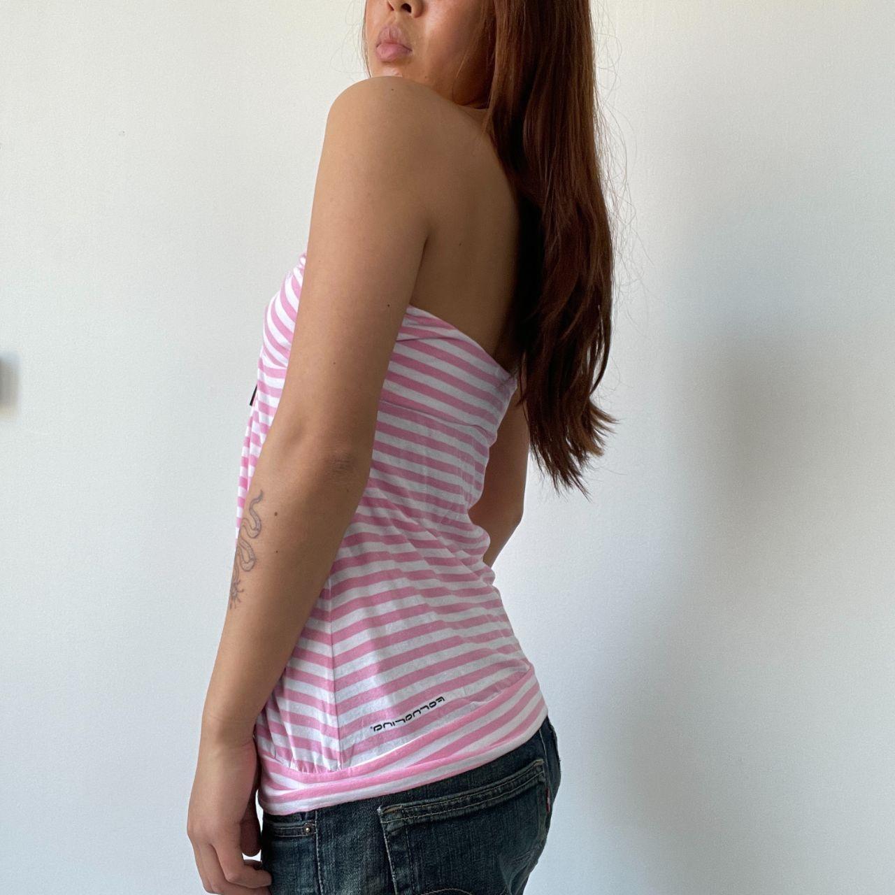 Pink/White Stripy Dress Top