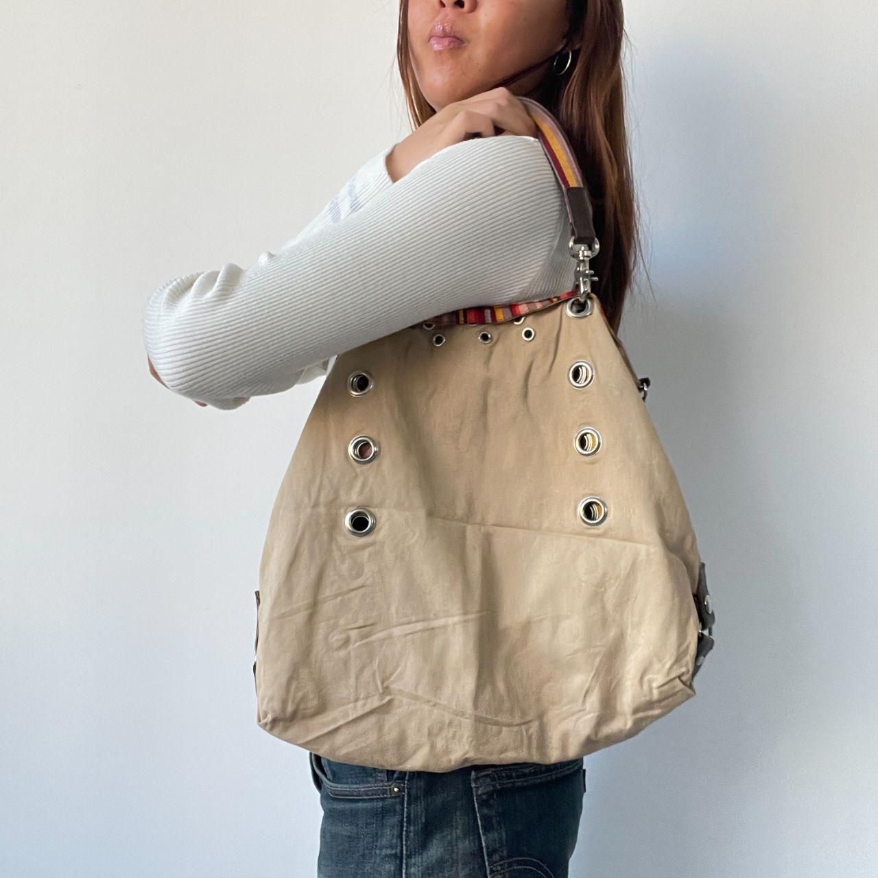 Camel Eyelet Shoulder Bag