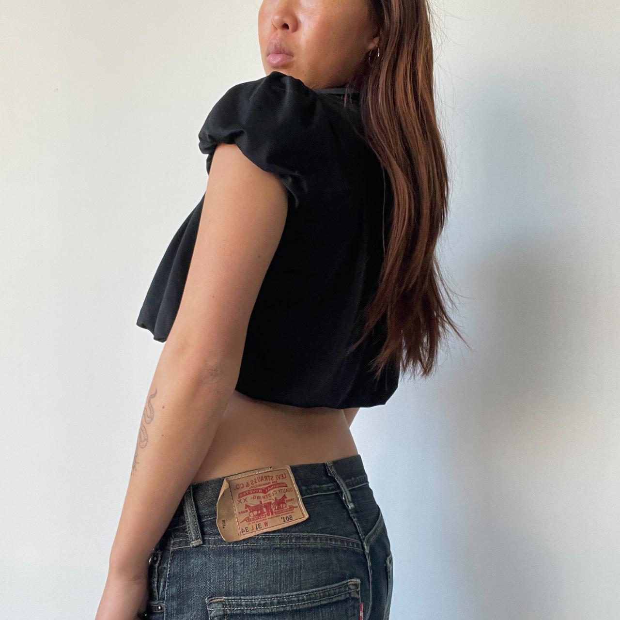 Black Cropped Bubble Top
