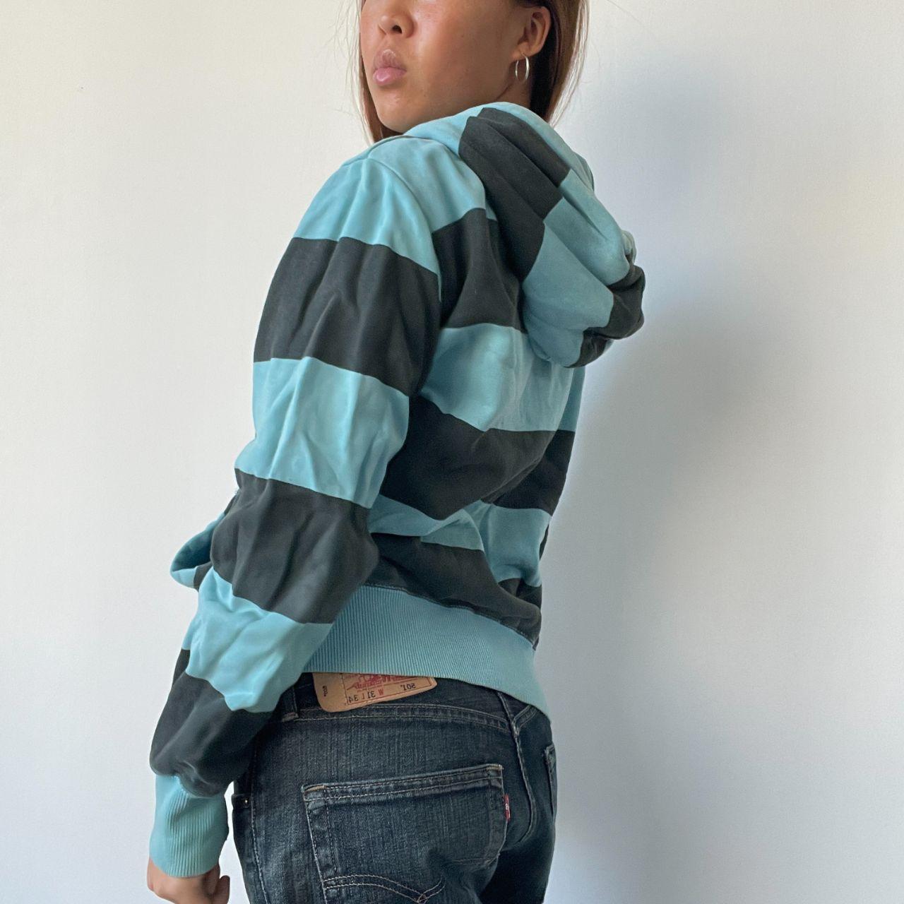 Blue Stripy Zip Up Hoodie