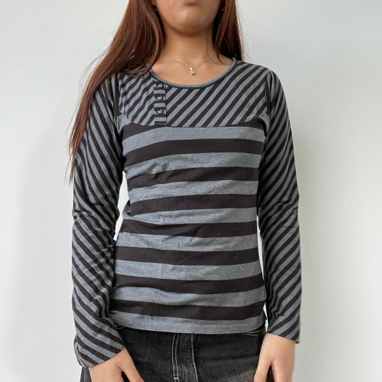 Grey/Brown Stripy Long Sleeve