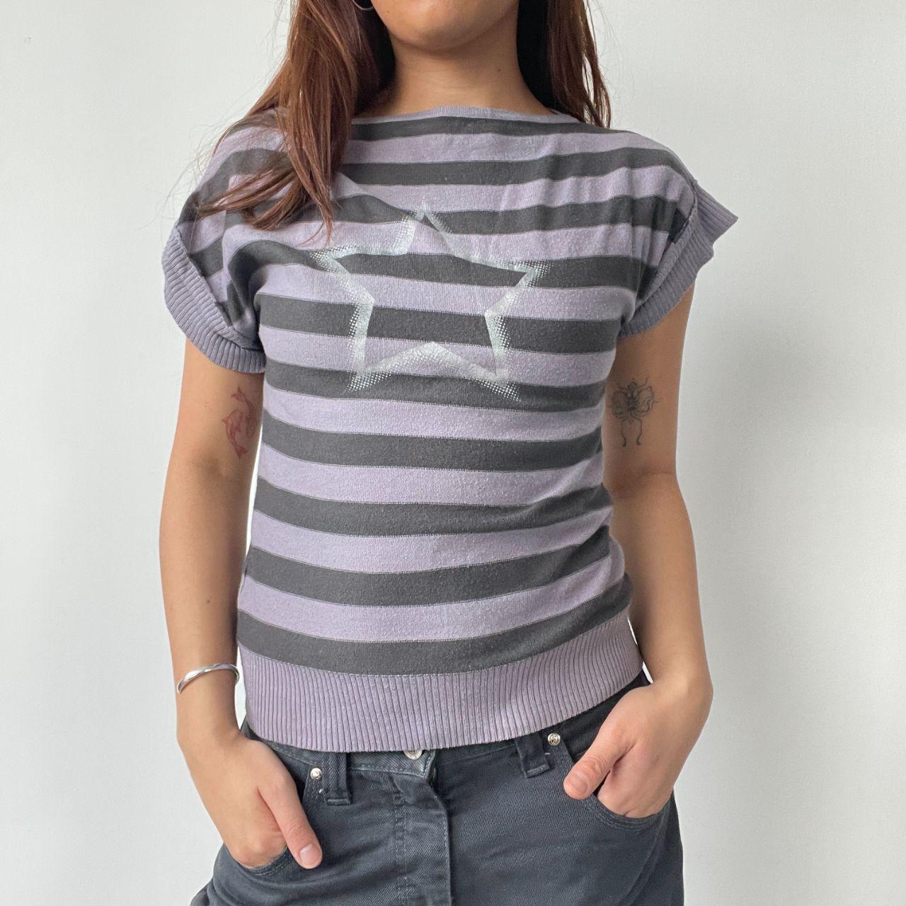 Purple Stripy Knit Top