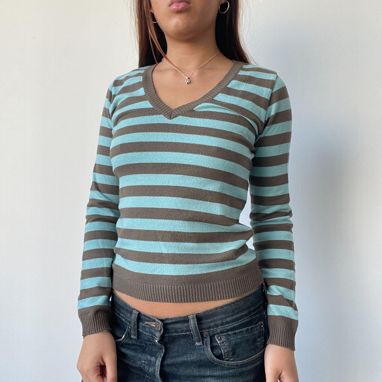 Blue/Brown Stripy Knit Jumper