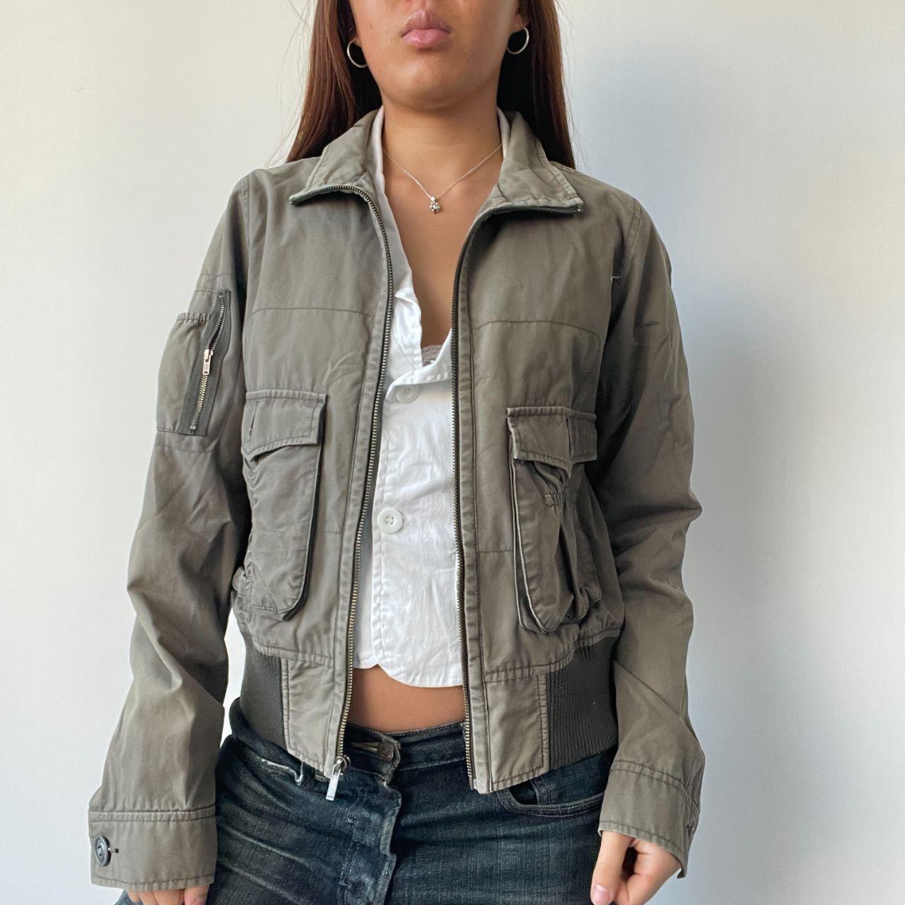 Khaki Zip Up Utility Jacket