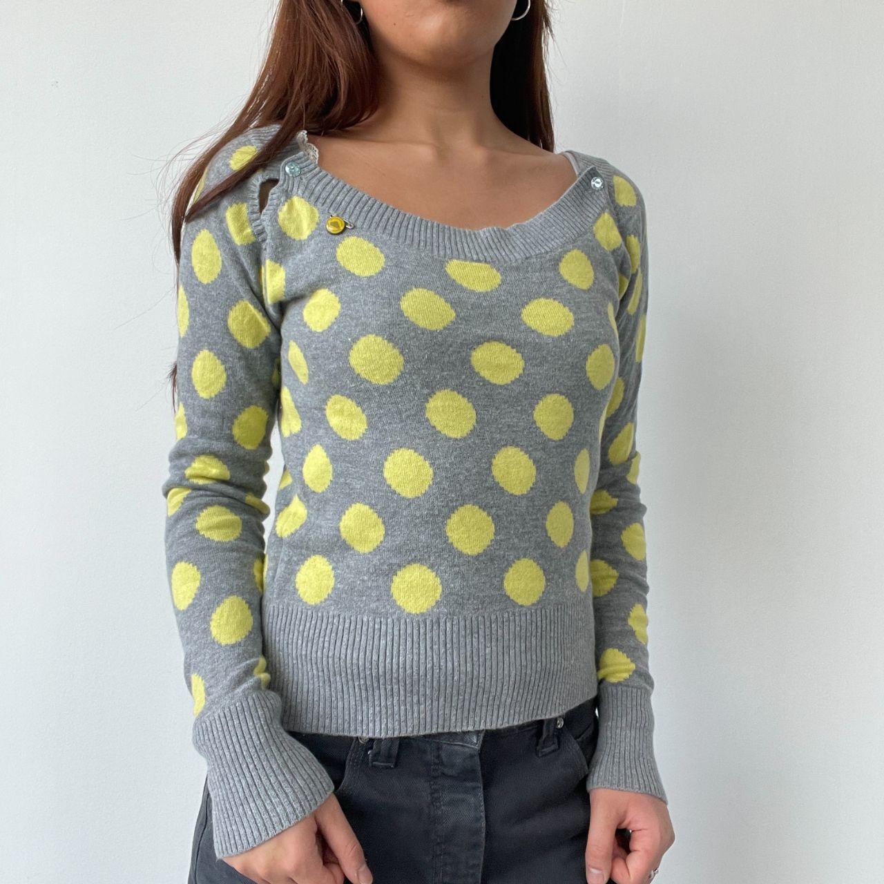 Grey/Yellow Polka Dot Knit Top