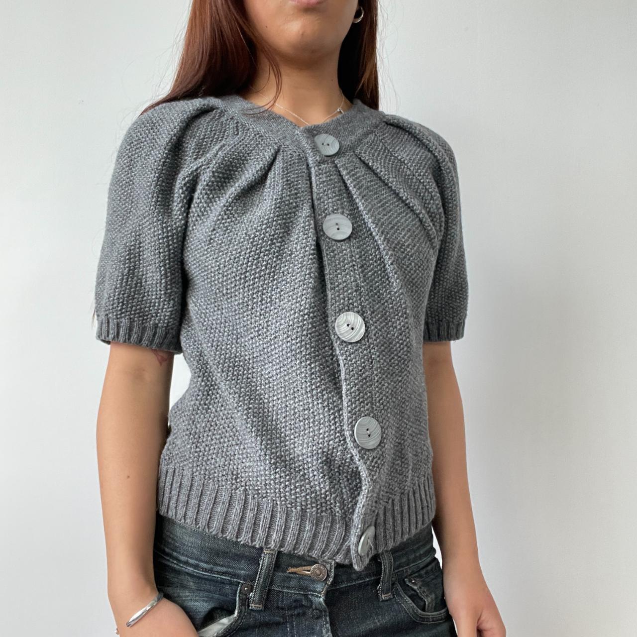 Grey Knitted Cardigan Top