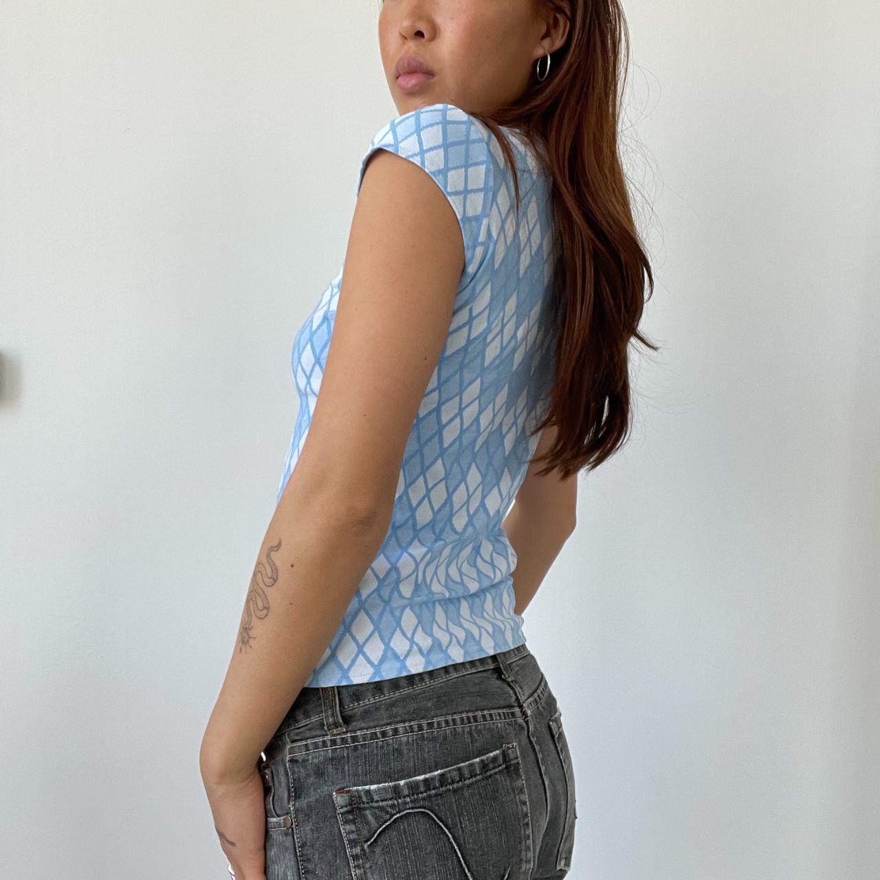 Blue/White Argyle Polo Baby Tee