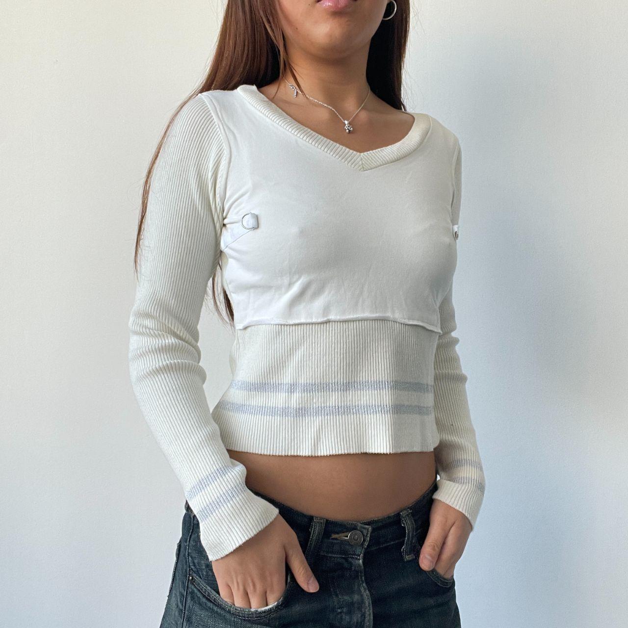 White Detailed Ribbed Top