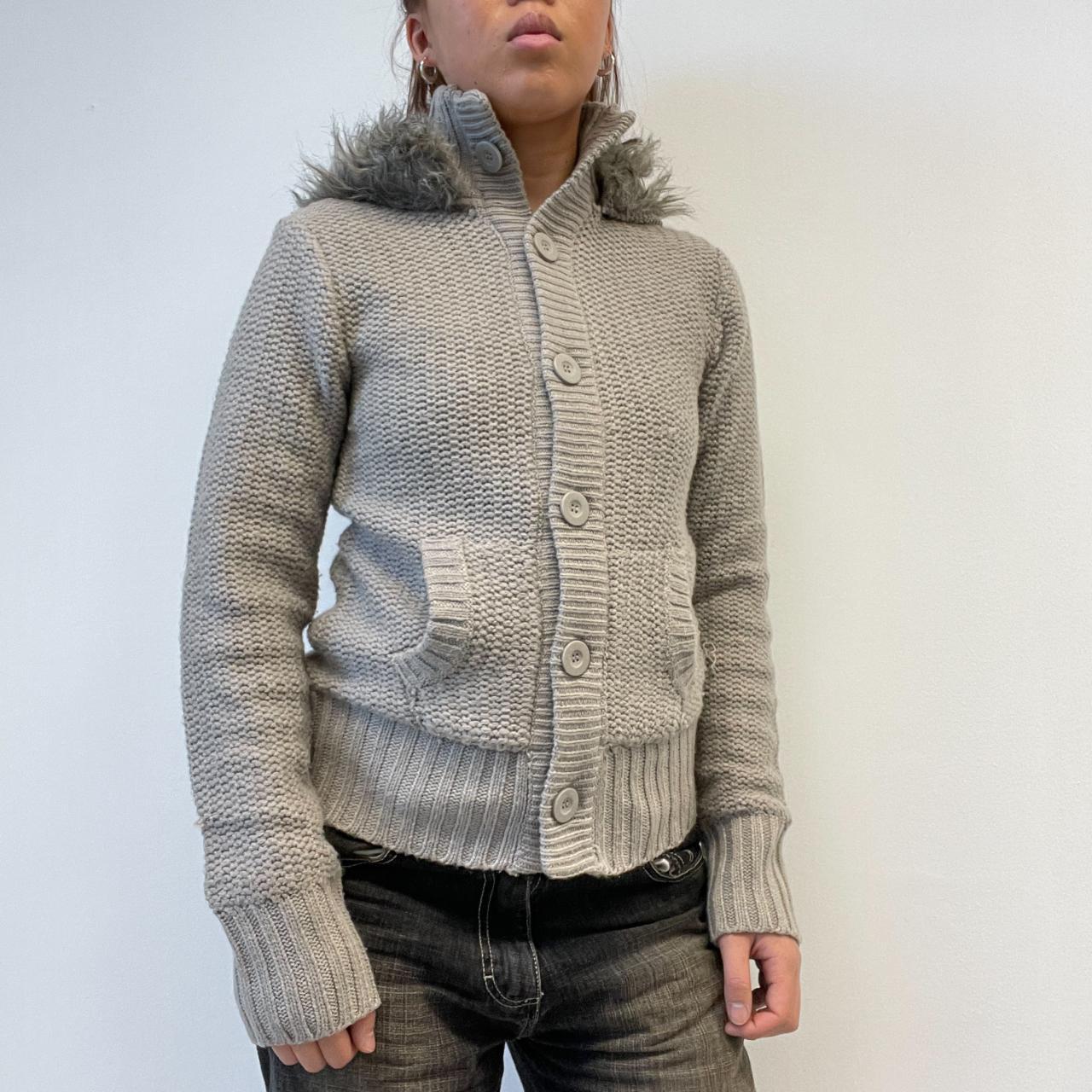 Beige Knit Hooded Jumper