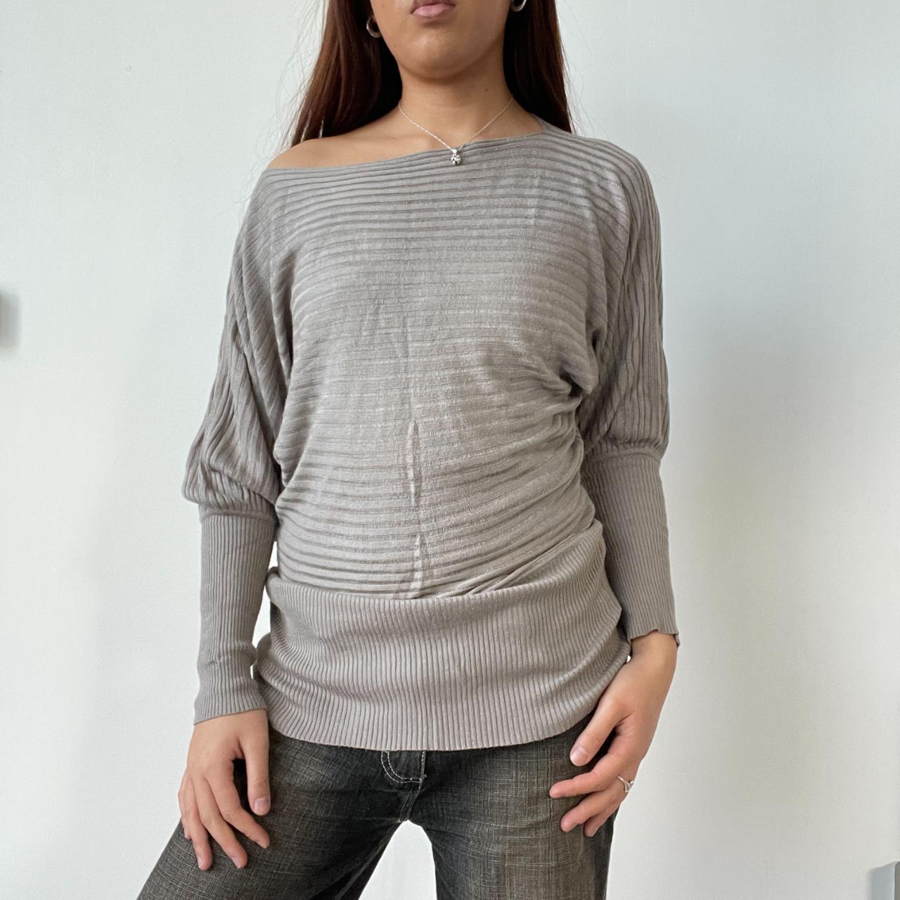 Brown Ribbed Dress Top