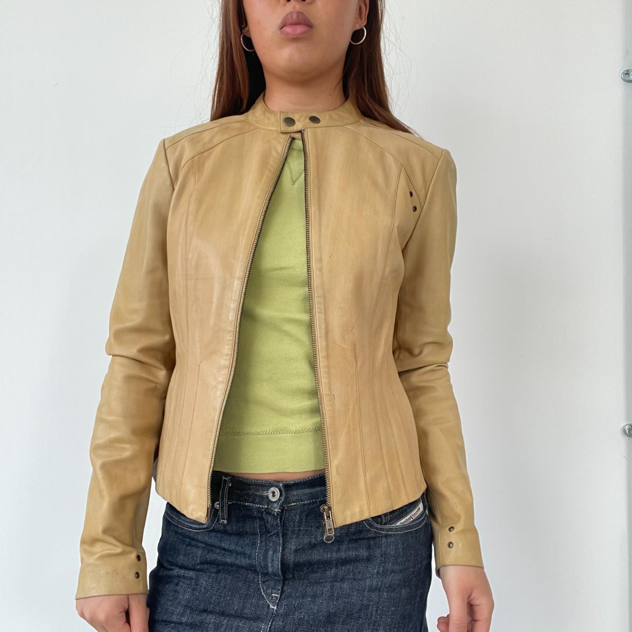Tan Leather Biker Jacket