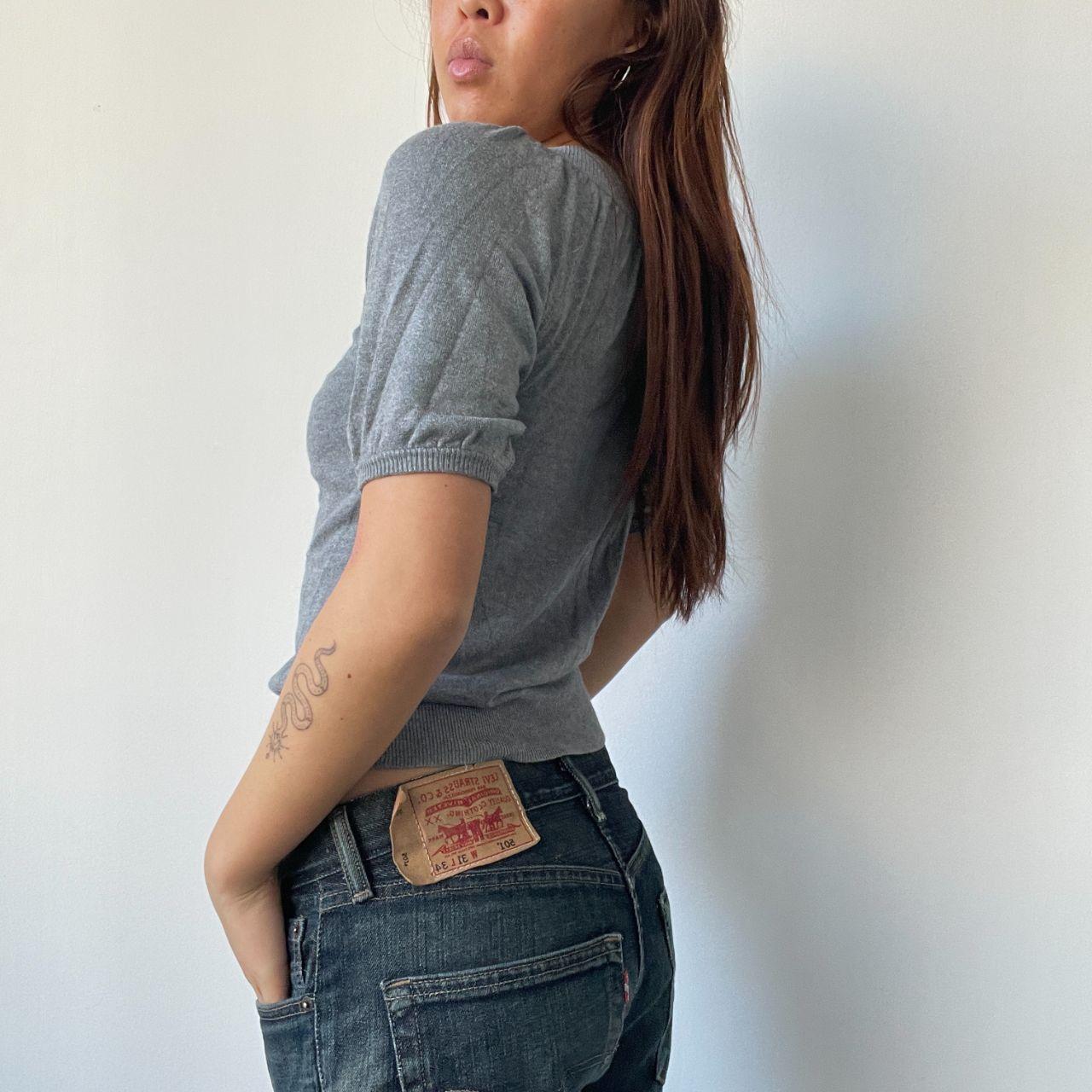 Grey Knitted Cardigan Top