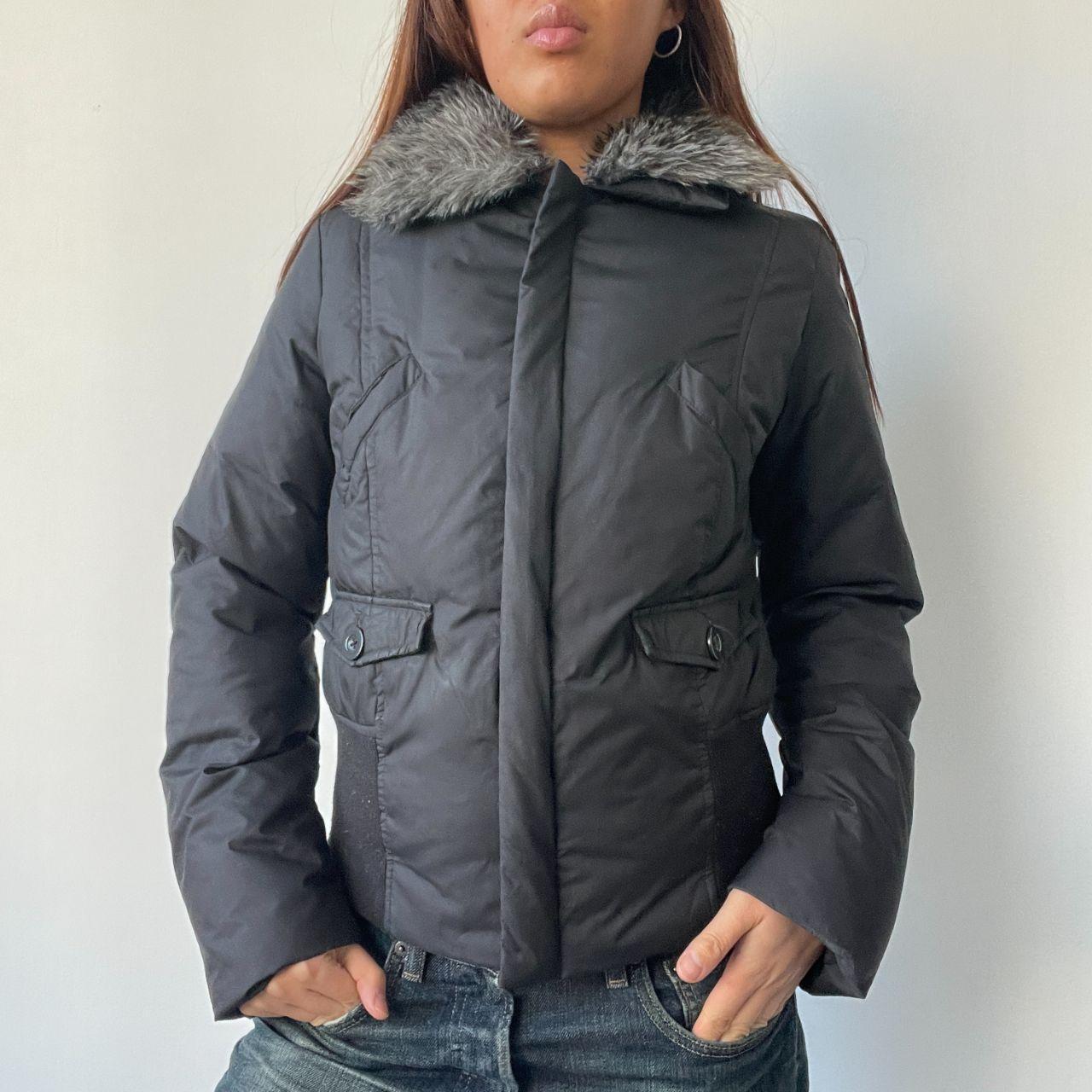 Black Fur Collar Fitted Jacket