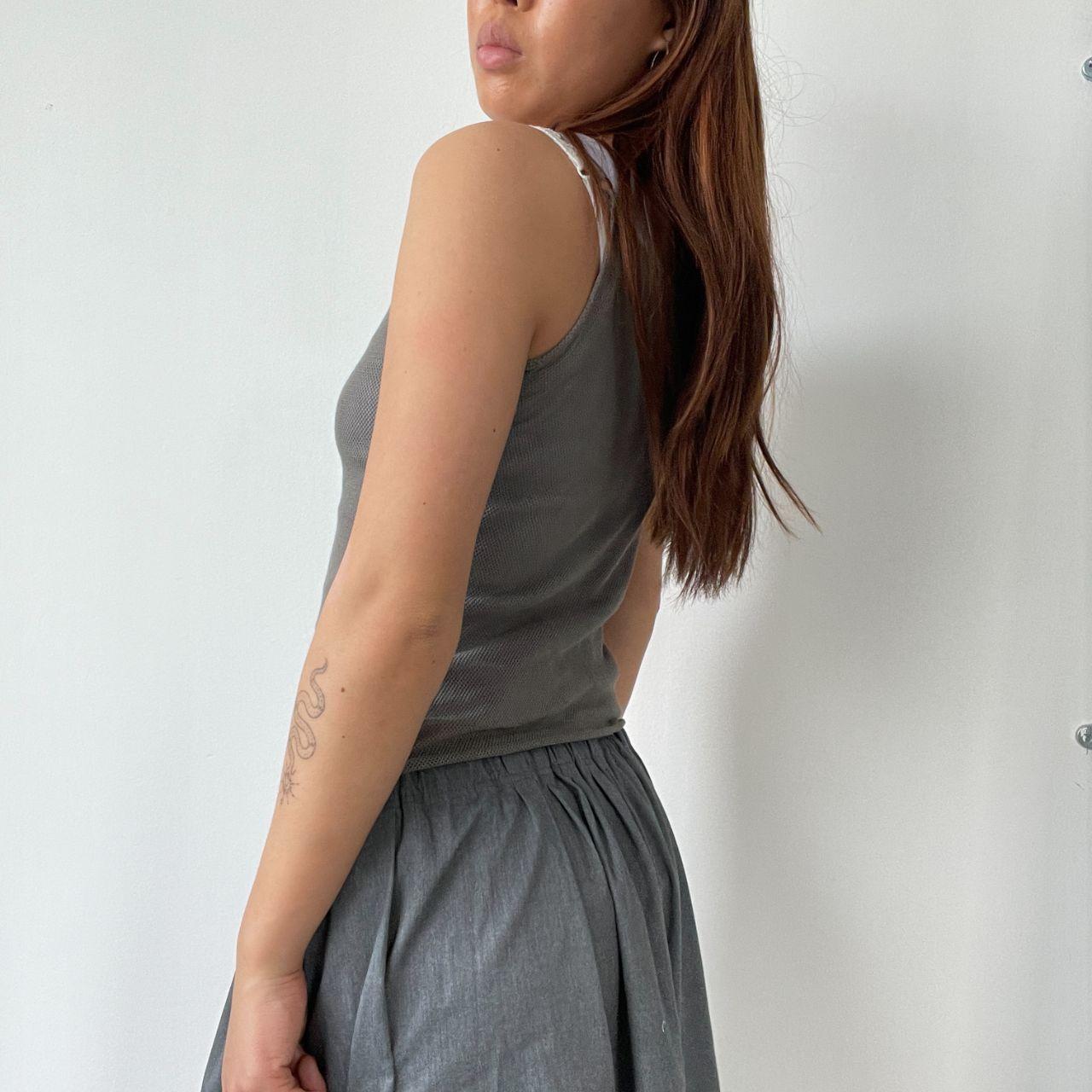 Khaki Green Mesh Vest Top