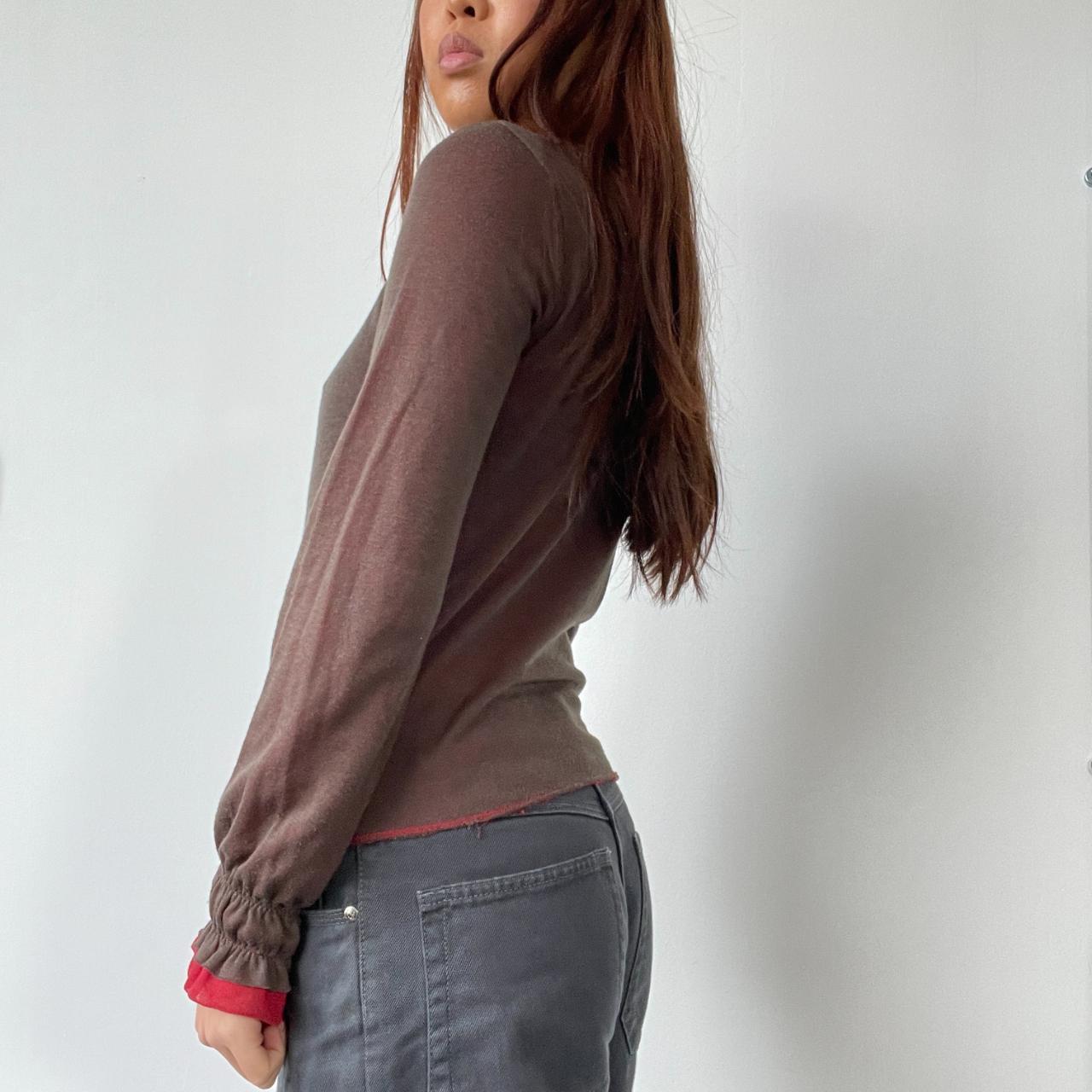 Cop Copine Brown/Red Contrast Top