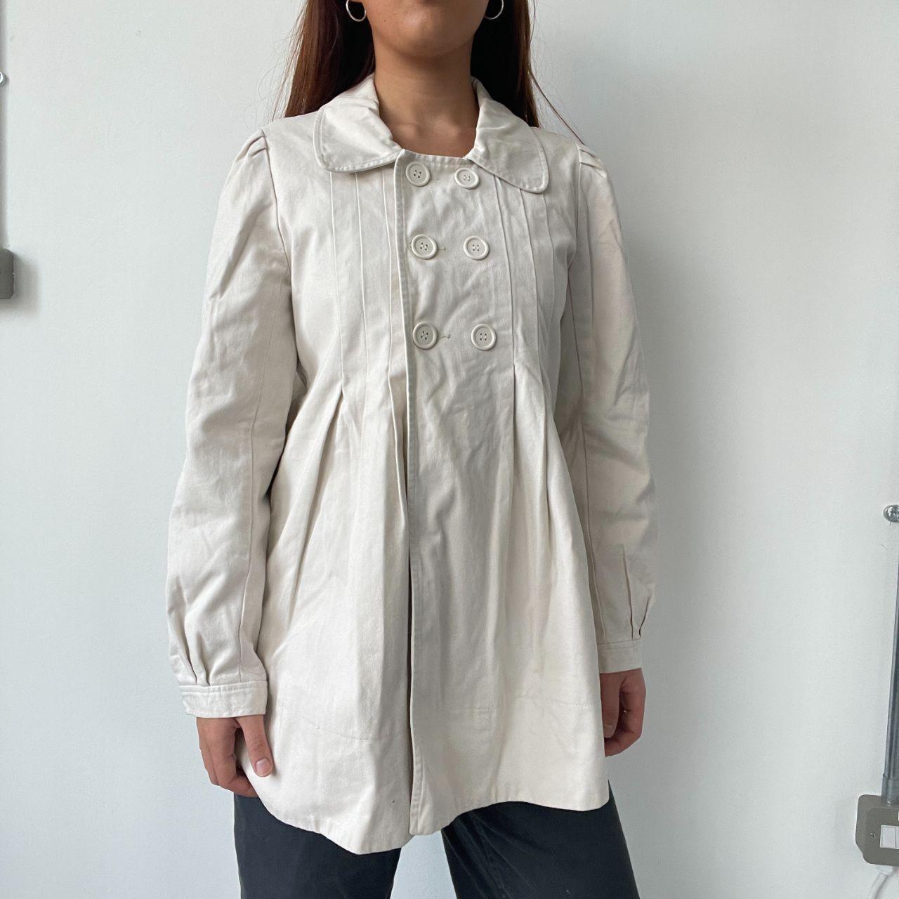 Cream Double Button Peacoat Trench