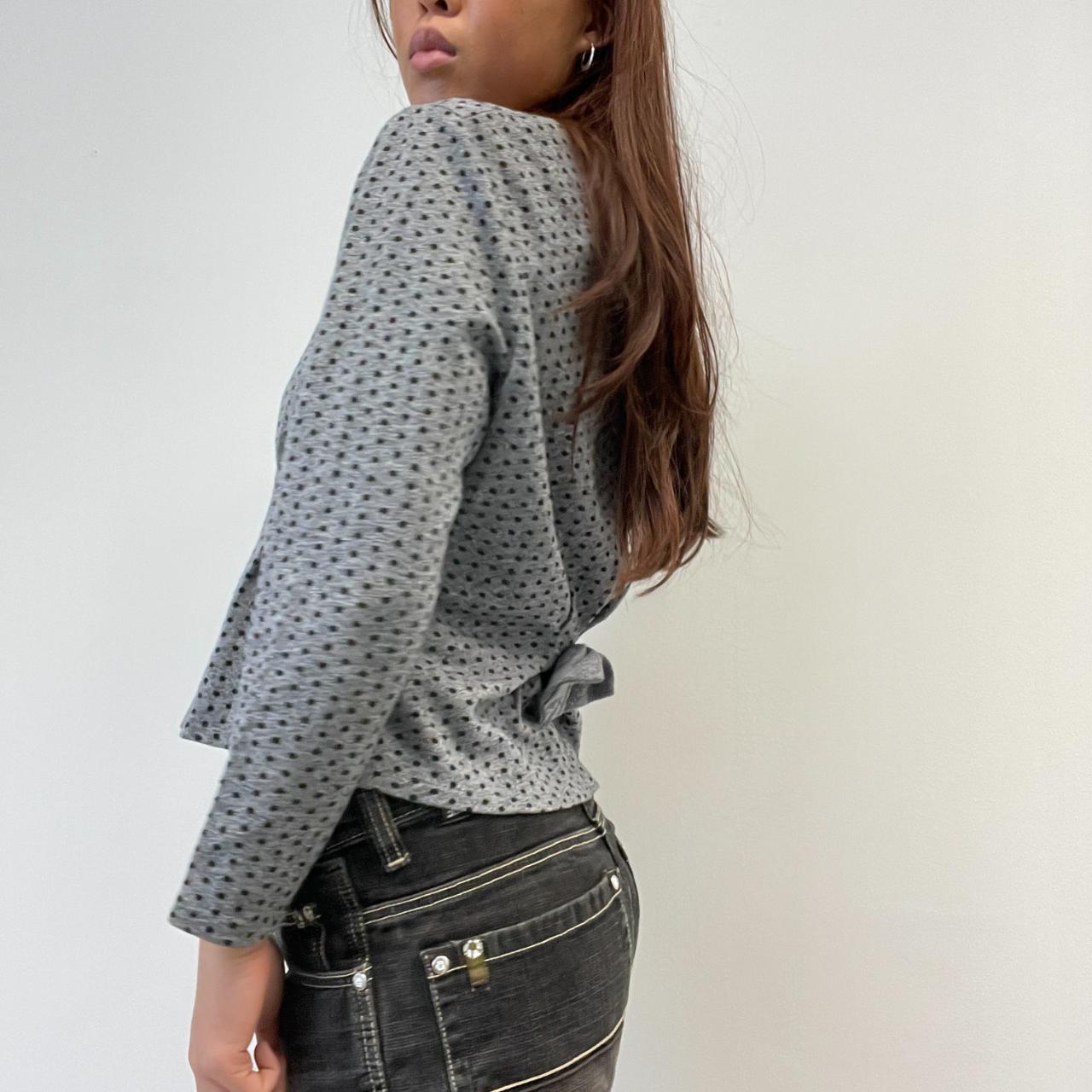 Grey And Black Polka Dot Top