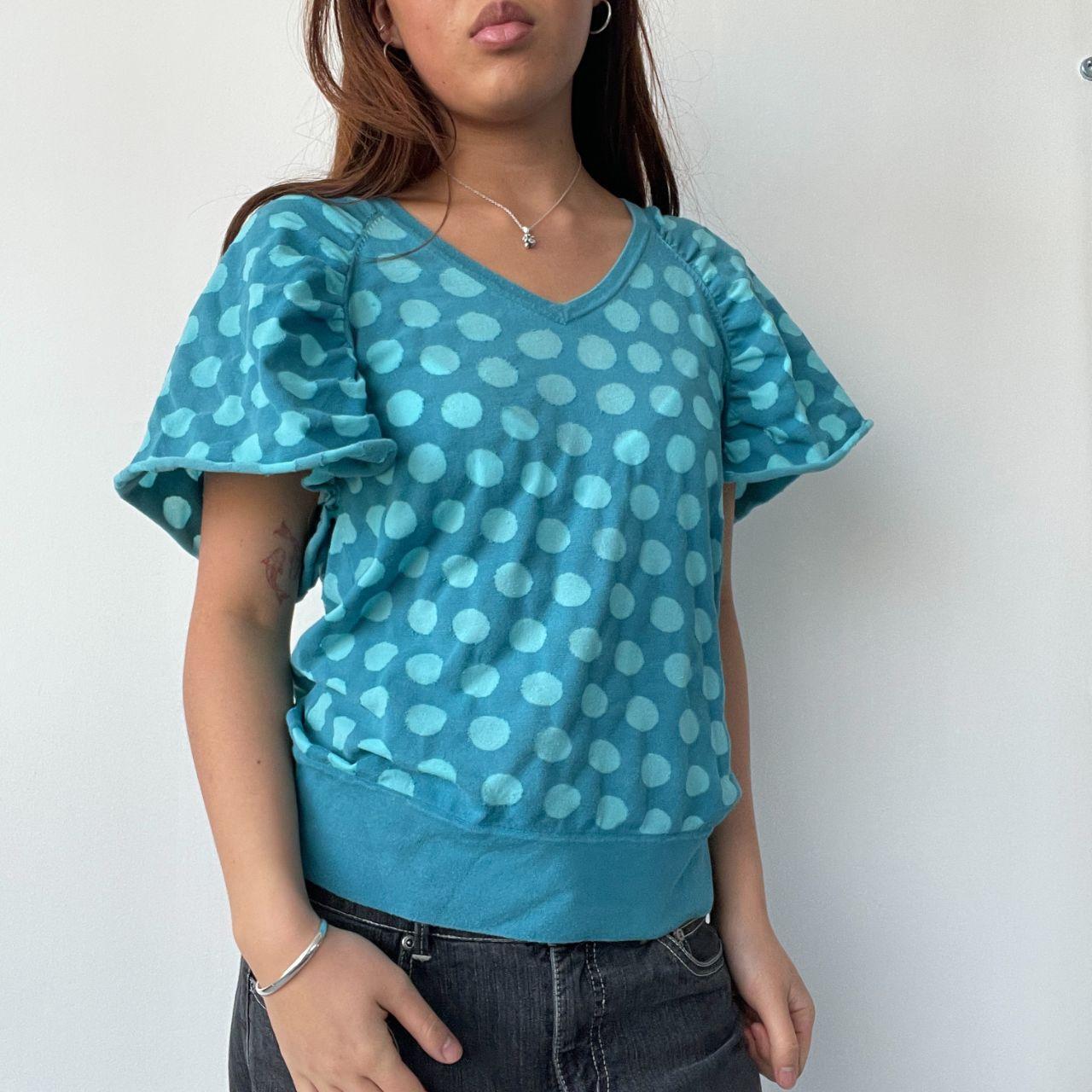 Teal Polka Dot Knit Top