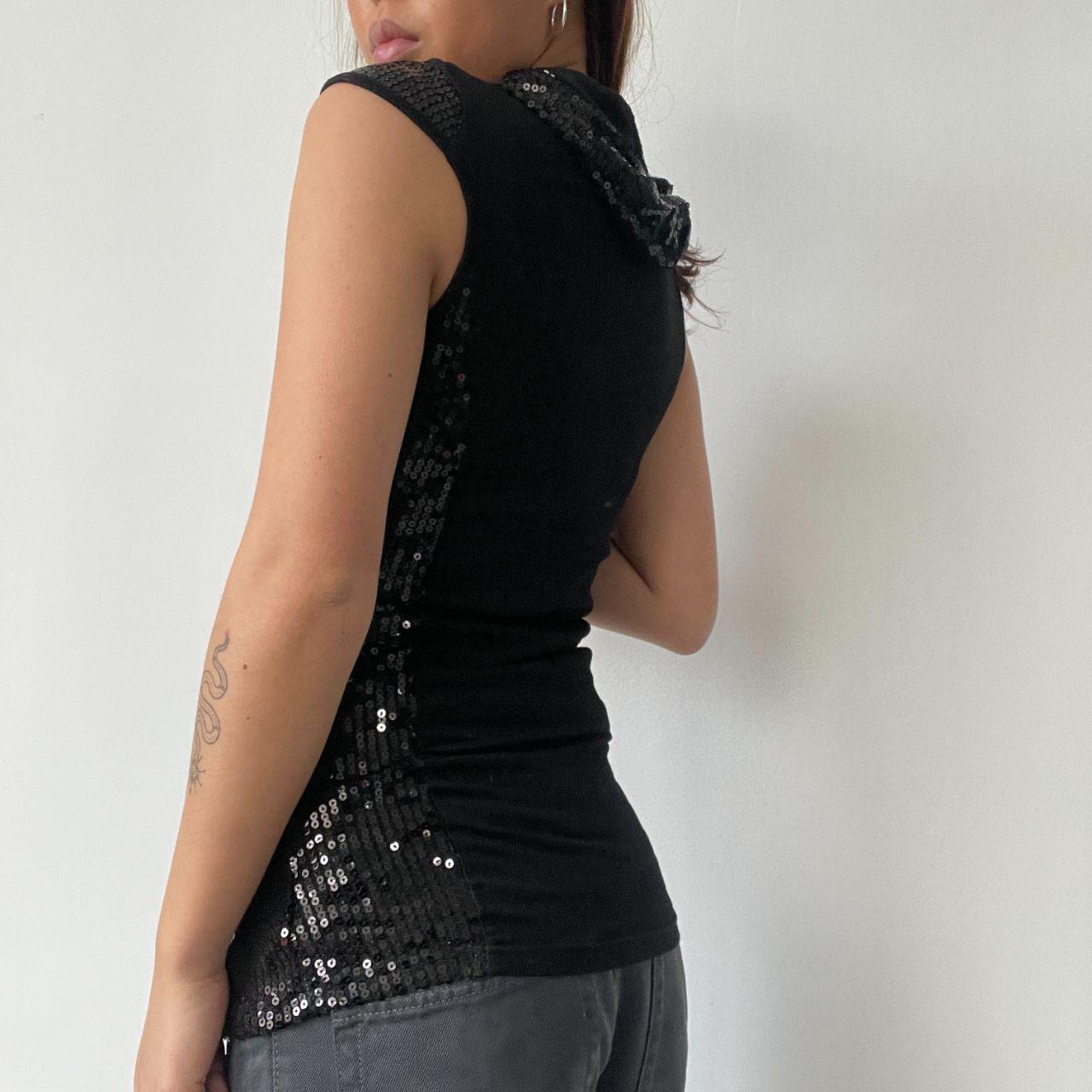 Black Ruched Sequin Vest Top