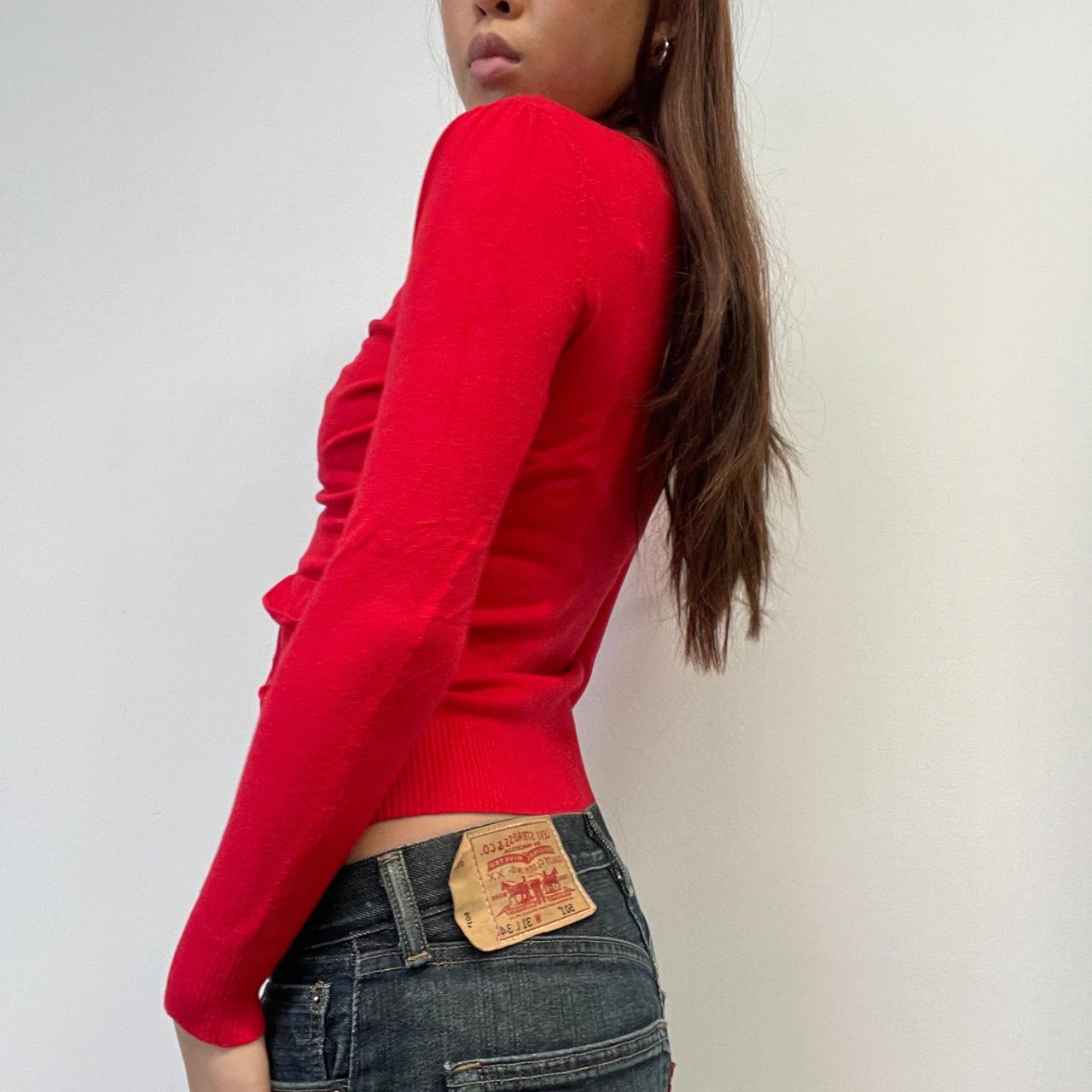 Red Button Up Cardigan Top