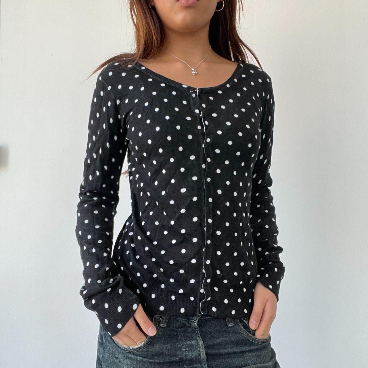 Black Polka Dot Knit Cardigan