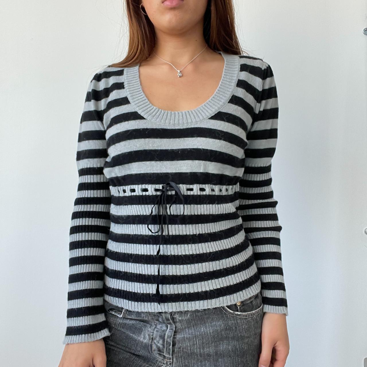 Black/Grey Stripy Knitted Jumper