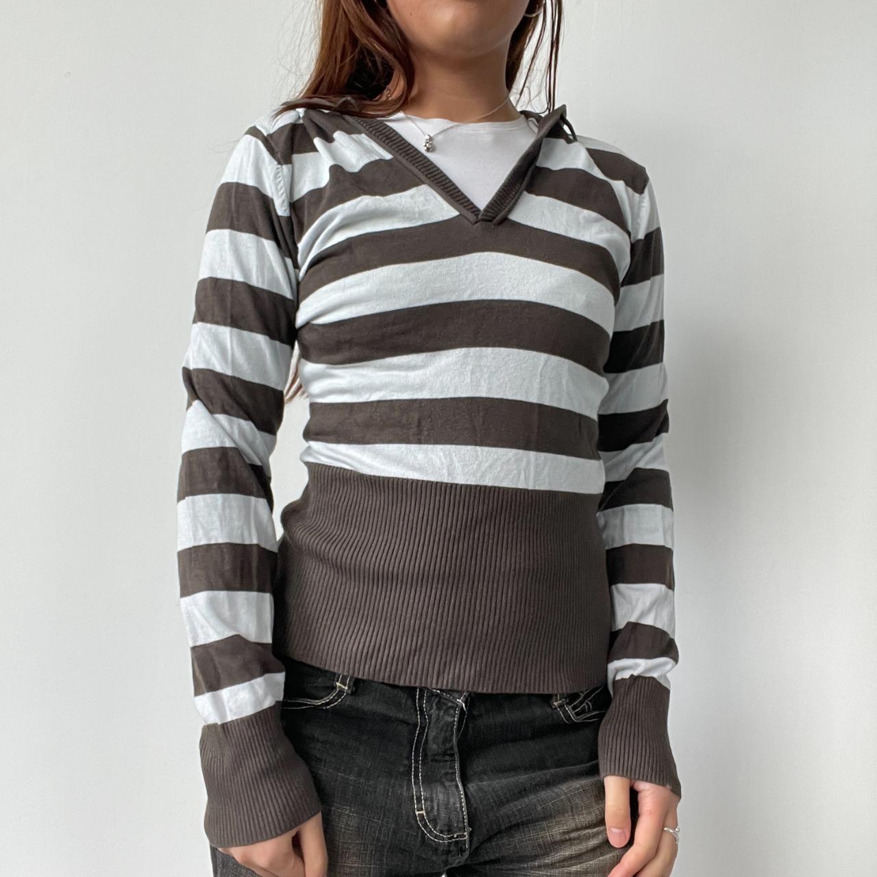 Brown/Grey Hooded Jumper Top
