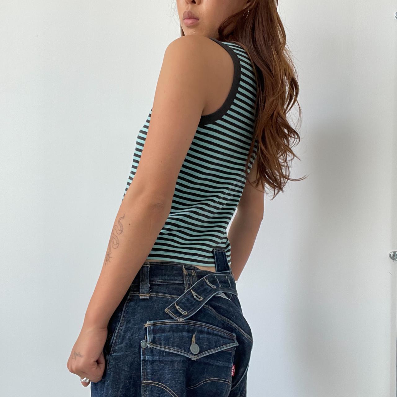Blue/Brown Cop Copine Stripe Vest Top