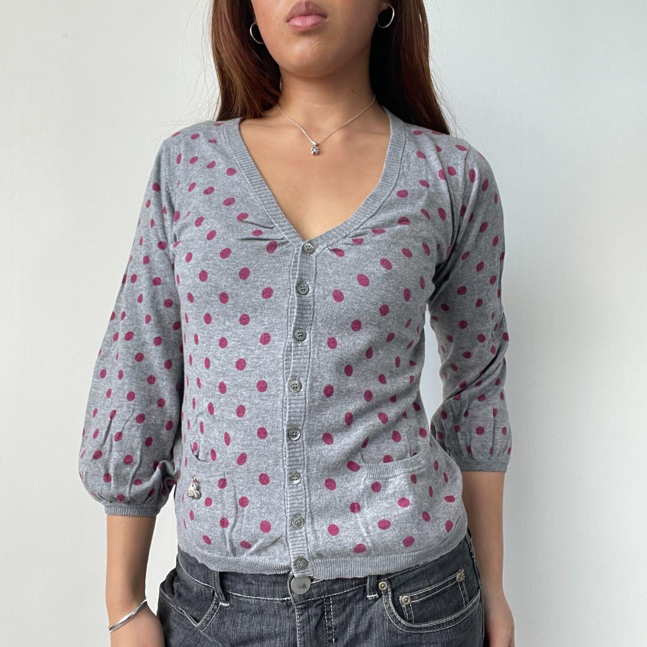 Grey/Pink Polkadot Cardigan