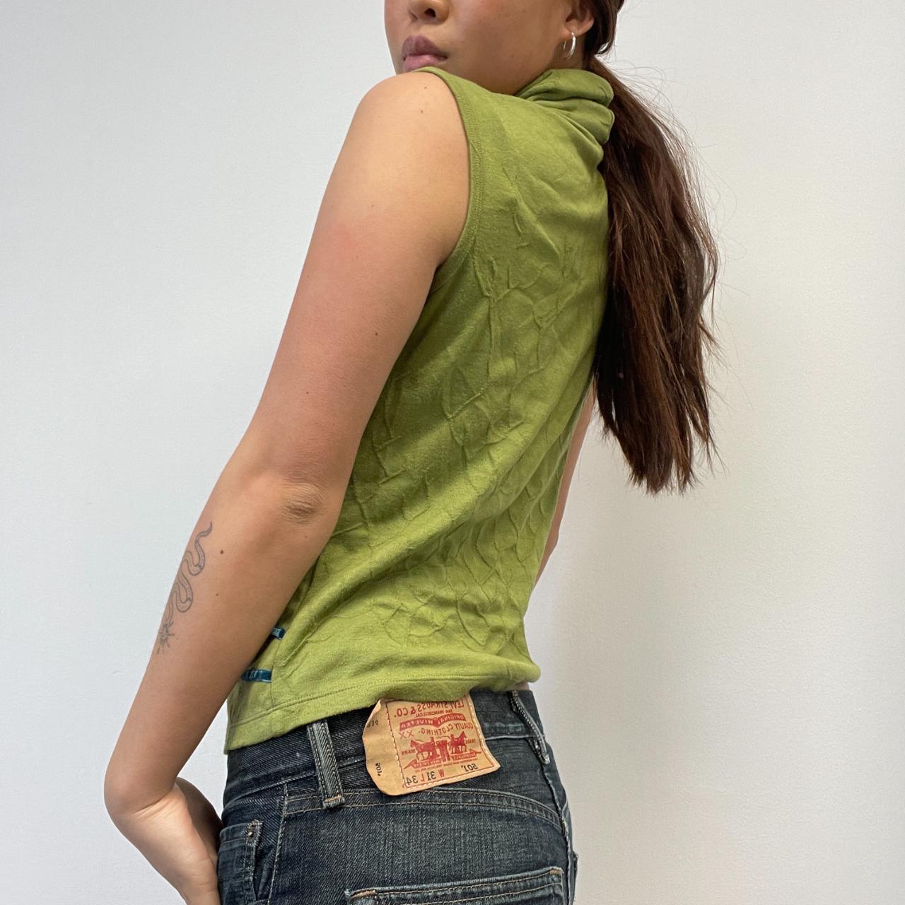 Green Sleeveless Turtleneck Top
