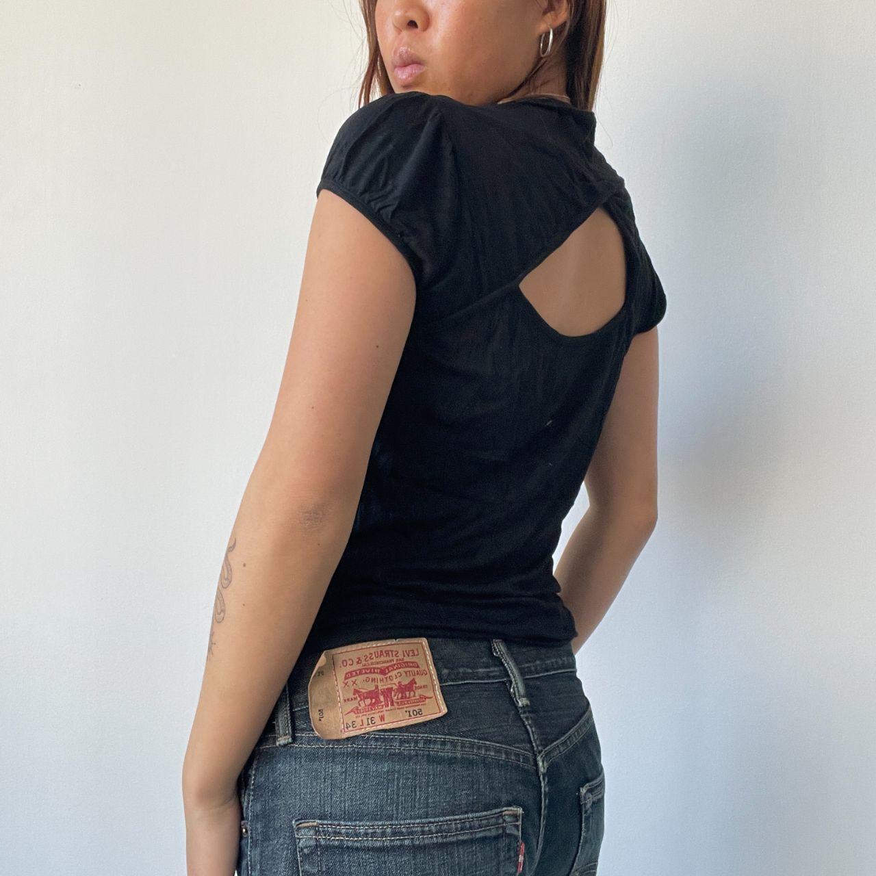 Black Ruched Milkmaid Top