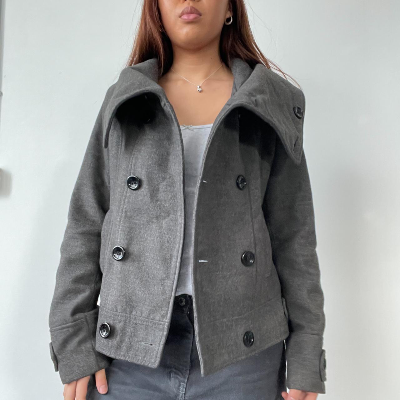 Grey Asymmetric Wool Jacket
